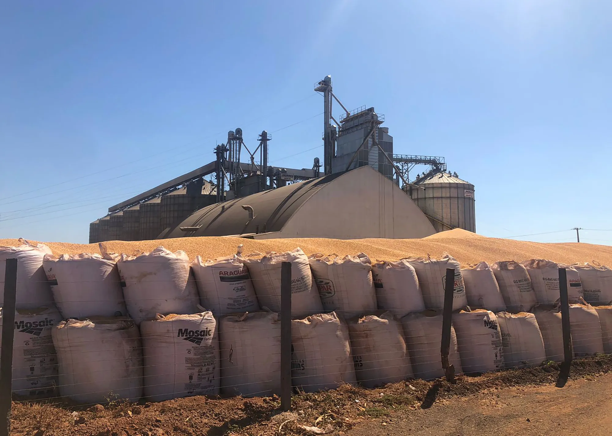 Corn stored outside of silos in Sorriso, Mato Grosso, Brazil.