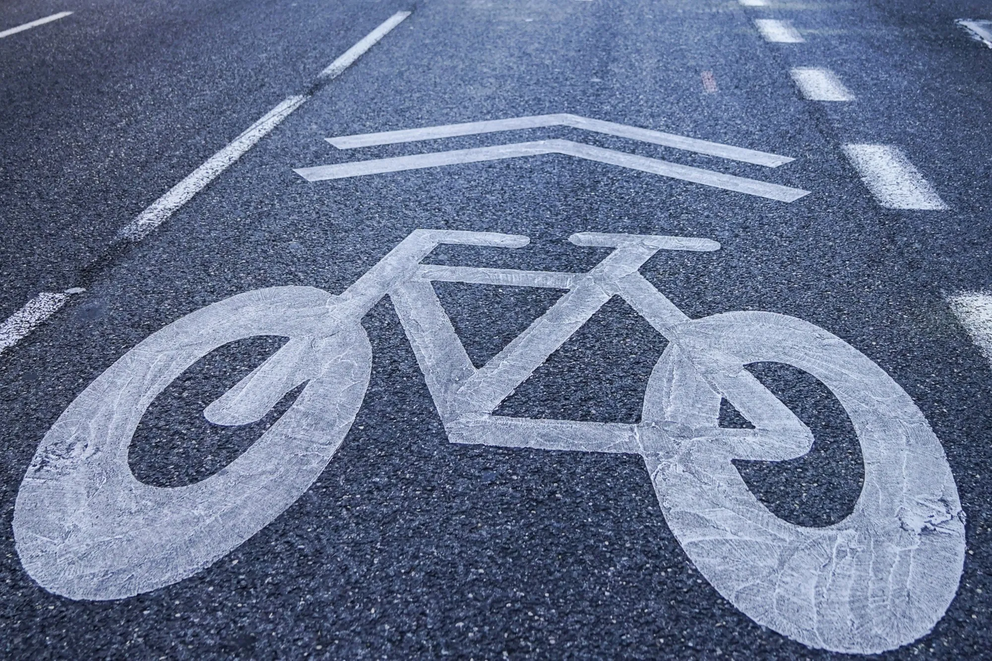 A newly created cycle lane in Madrid, Spain.