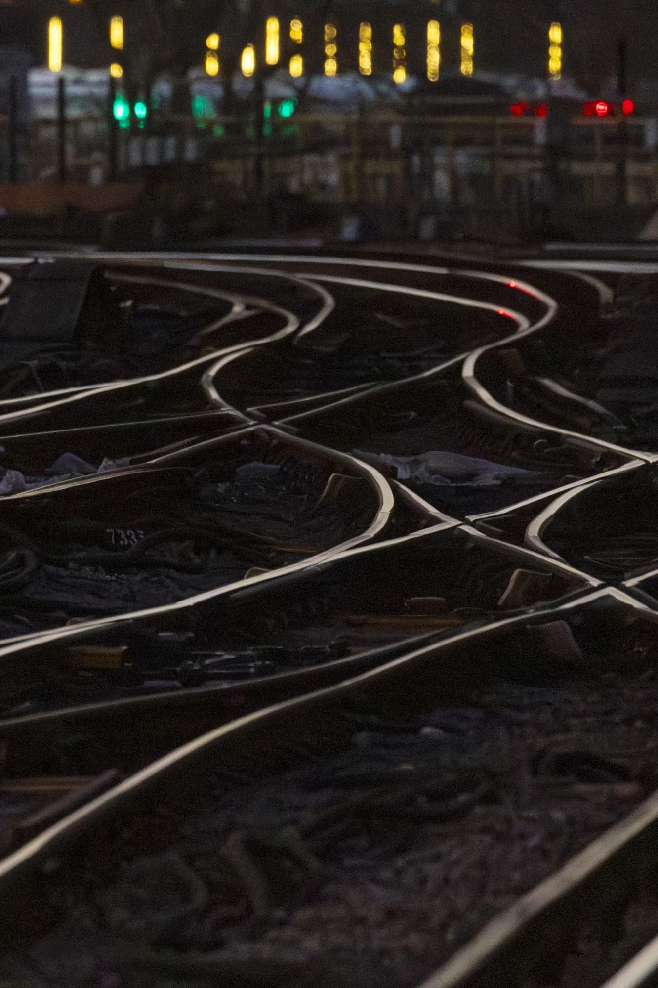 Tracks approaching London Waterloo Station.