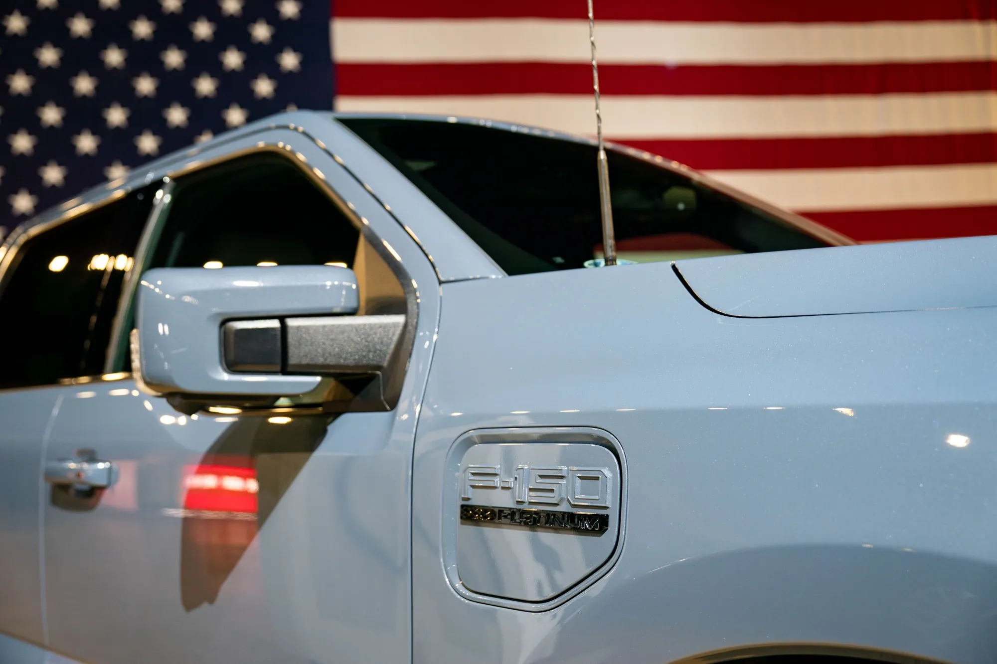 A Ford F-150 Lightning electric vehicle&nbsp;during an event at the DC Armory in March.&nbsp;