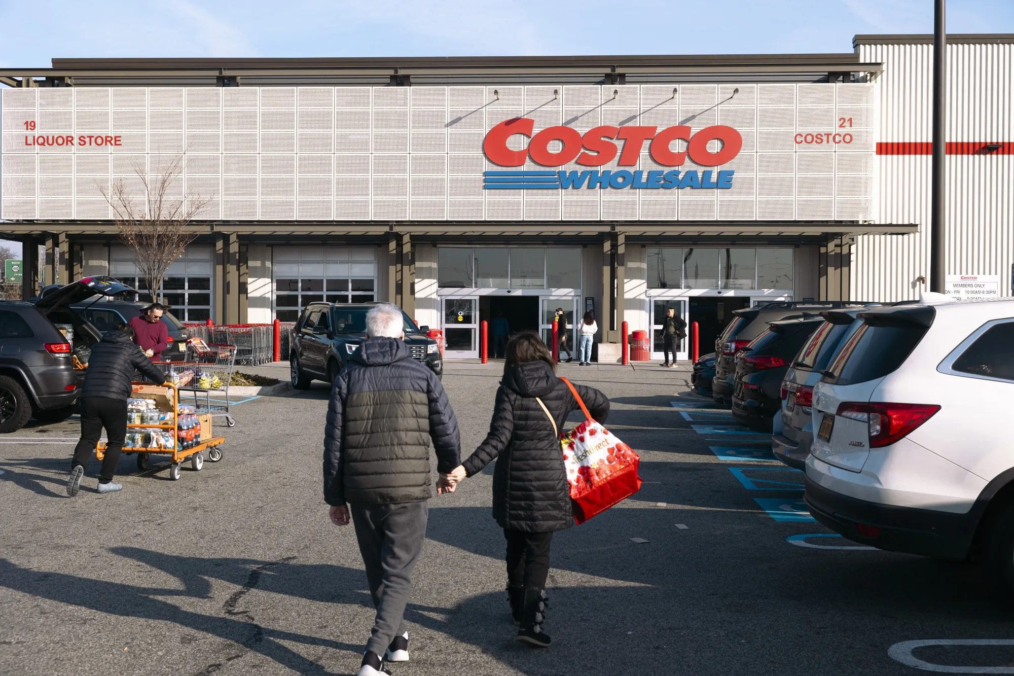 Shoppers outside a Costco store in Bayonne, New Jersey.