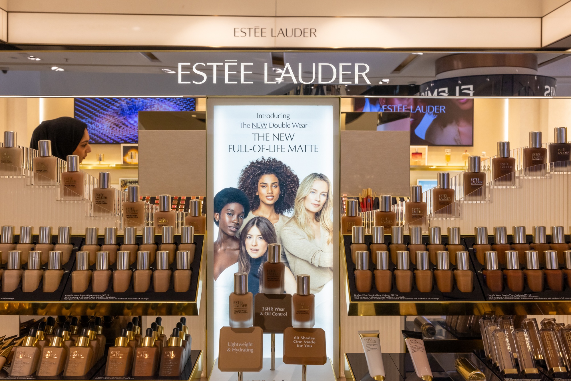 An Estee Lauder stand inside a department store in London.