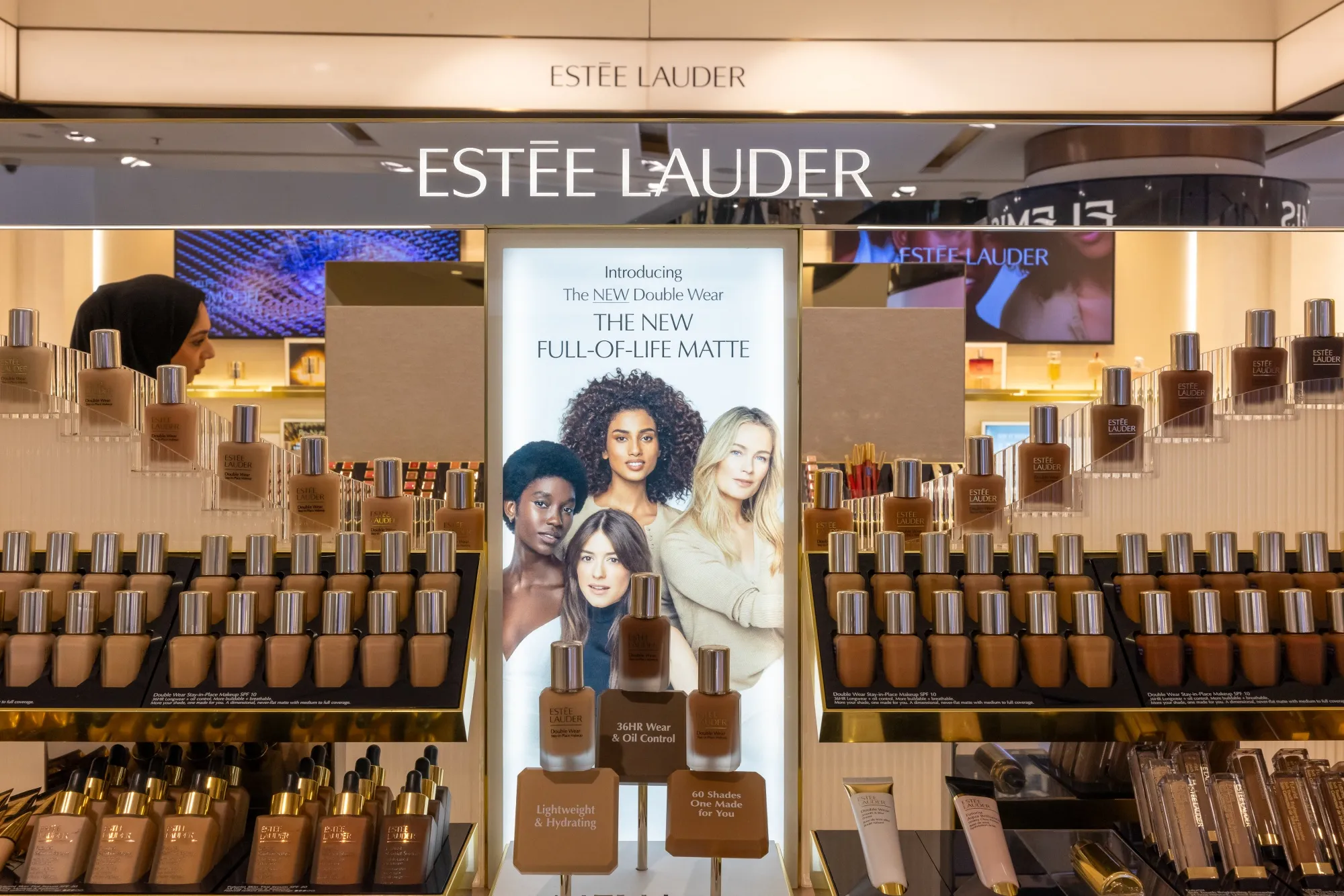 An Estee Lauder stand inside a department store in London.