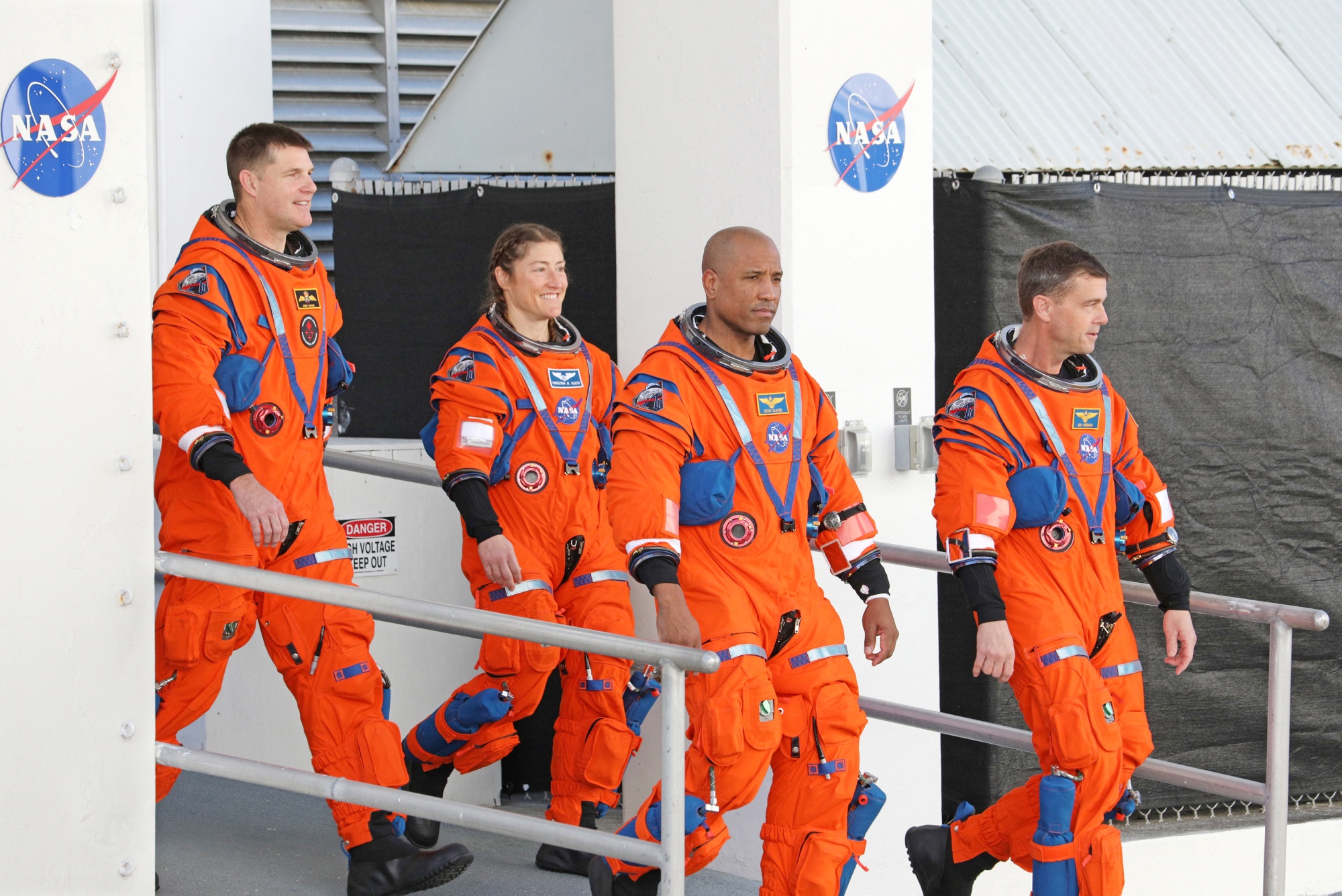 Artemis II lunar mission astronauts during their Countdown Demonstration Test at the Kennedy Space Center in 2025. Photographer: Gregg Newton/Getty Images