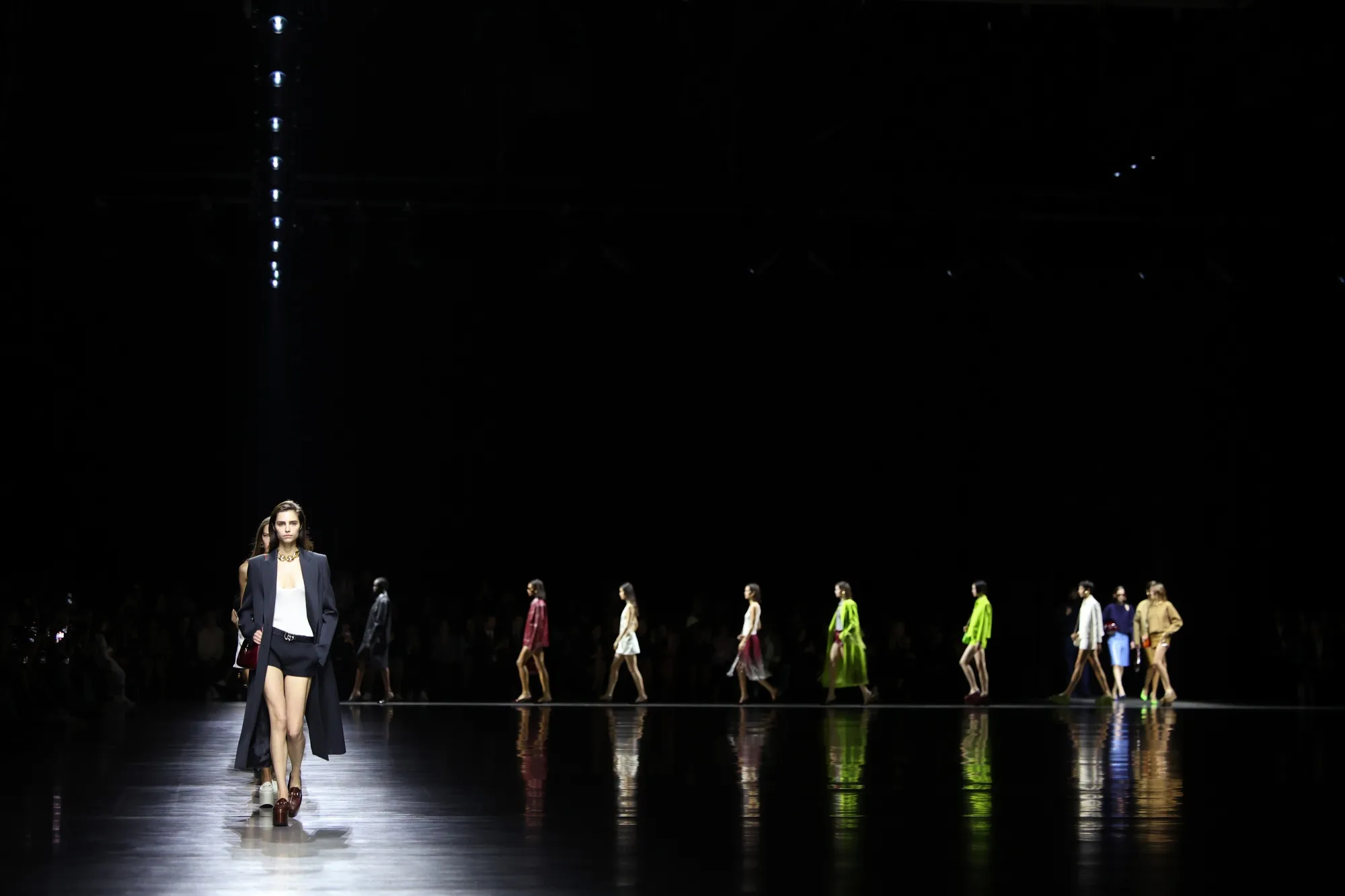 Models walk the runway of Gucci’s womenswear show during Fashion Week on September 22, 2023 in Milan, Italy.&nbsp;