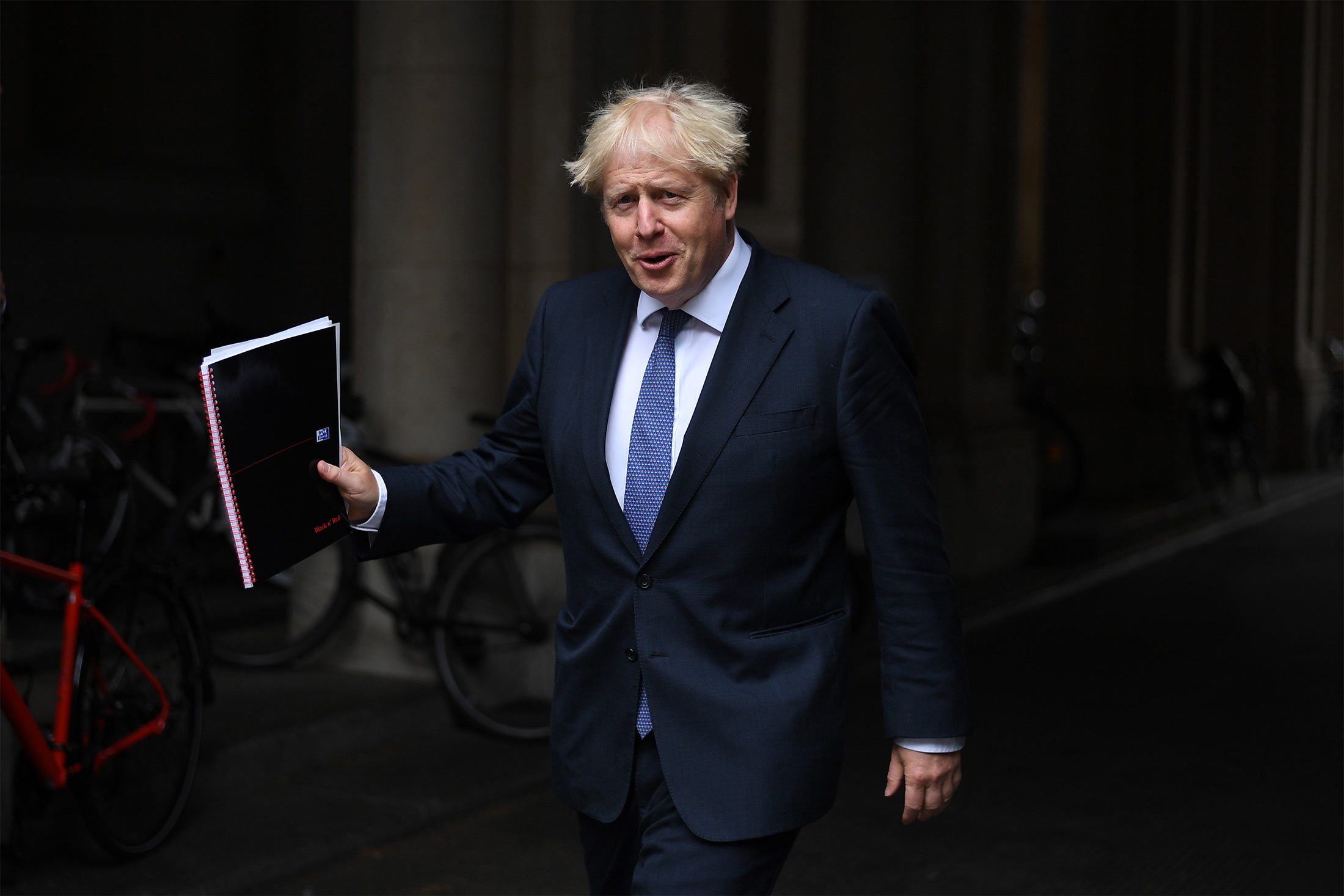 Boris Johnson leaves Downing Street in London on Sept.&nbsp;8.