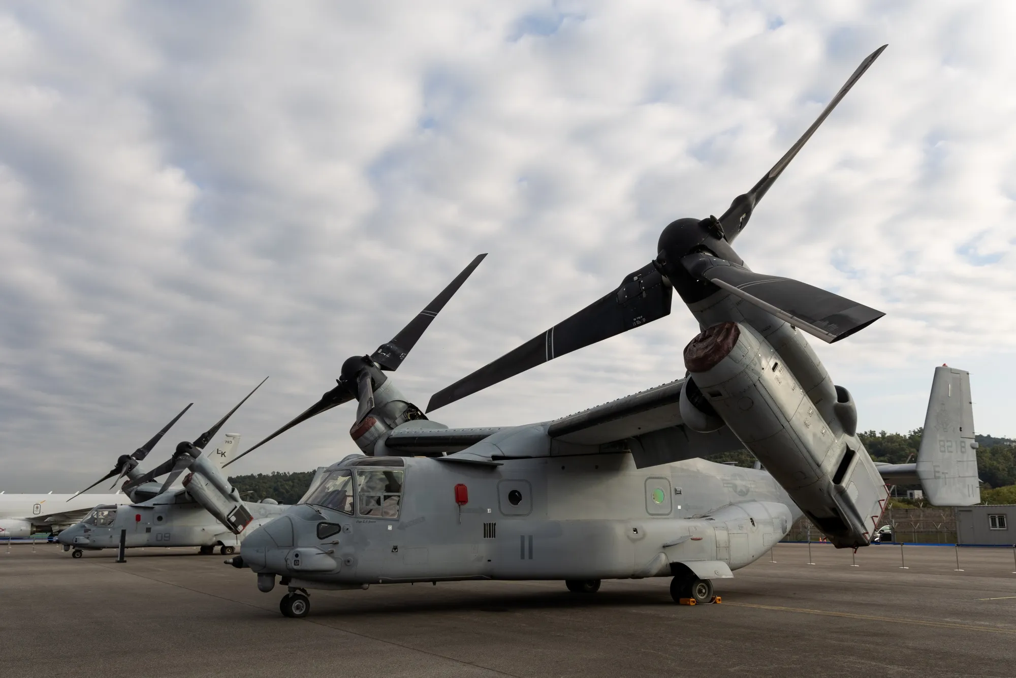 A US Navy V-22 Osprey tilt-rotor aircraft.