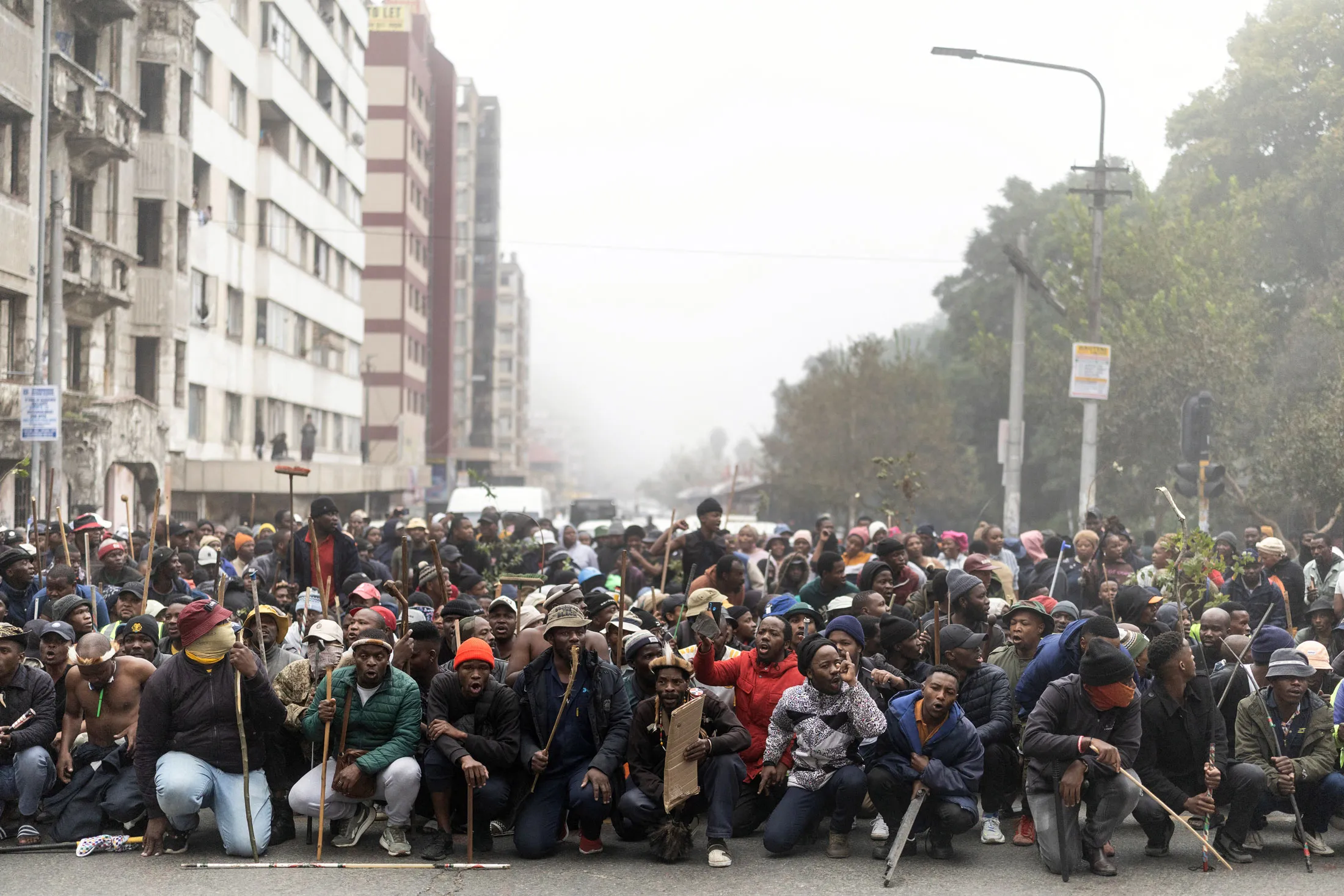 Anti-immigration protesters in Hillbrow, Johannesburg, on April 30.
