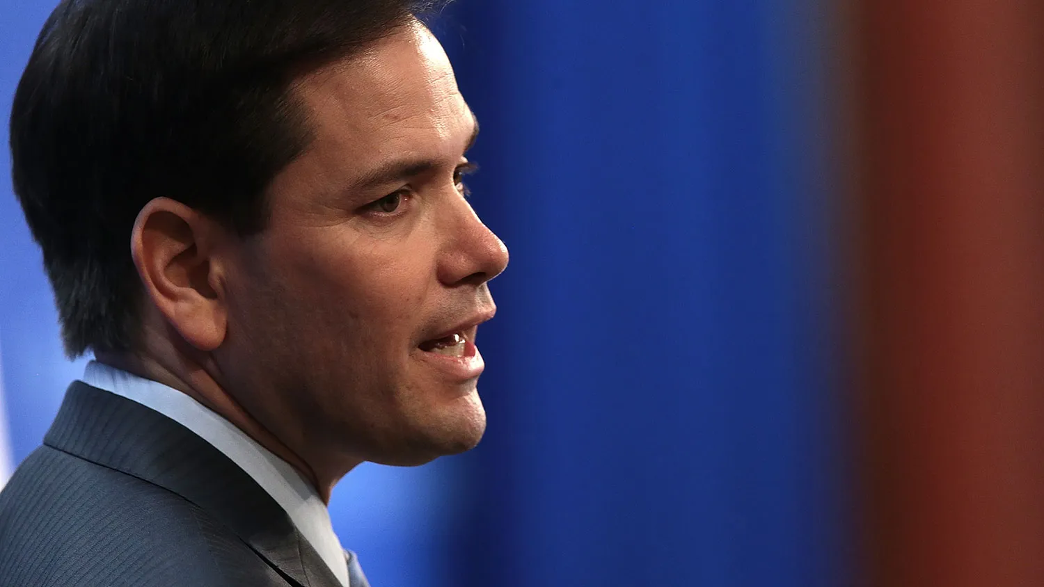 Republican presidential candidate Sen. Marco Rubio (R-FL) speaks at the Heritage Foundation April 15, 2015 in Washington, DC.
