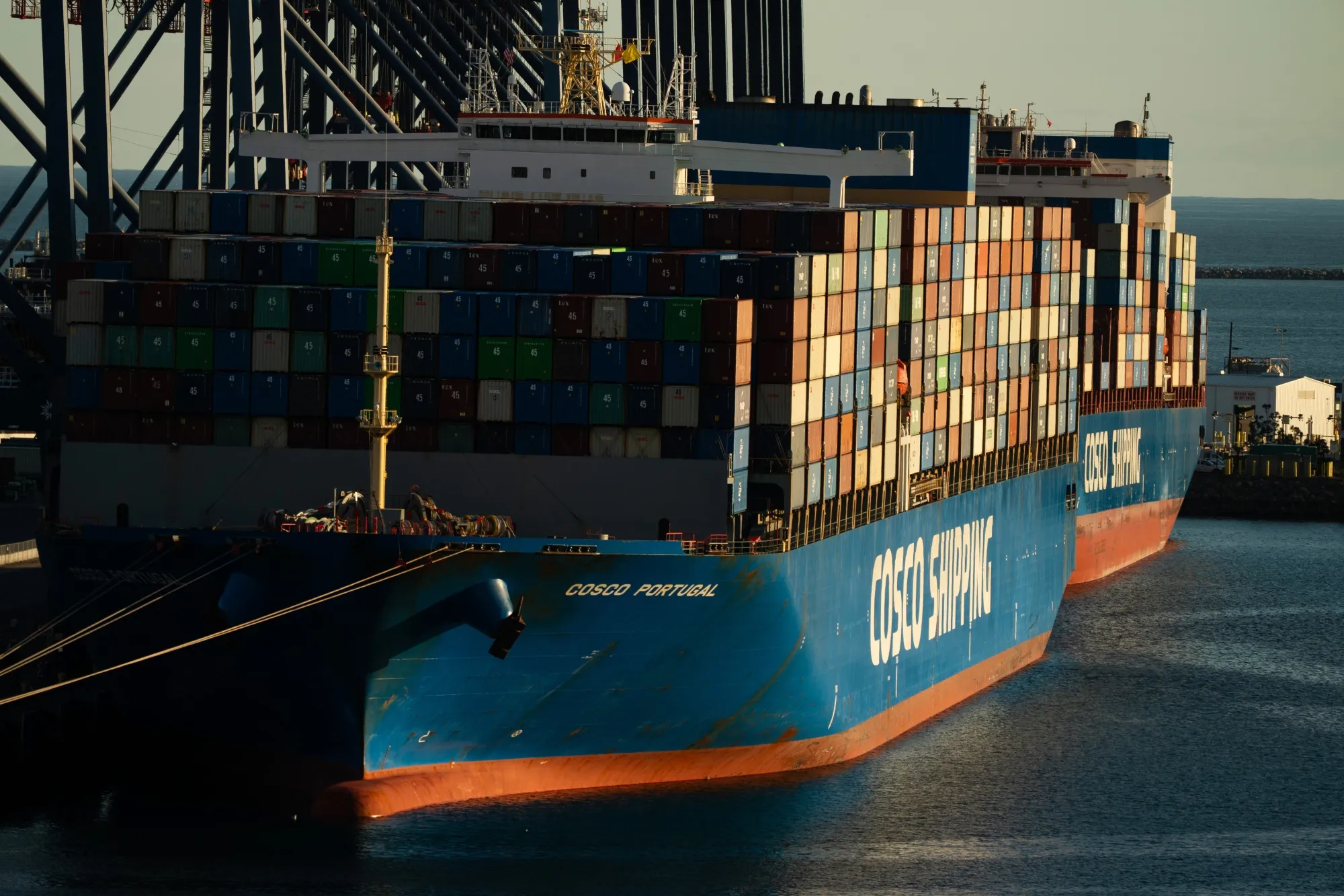 Container ships at the Port of Long Beach in California.