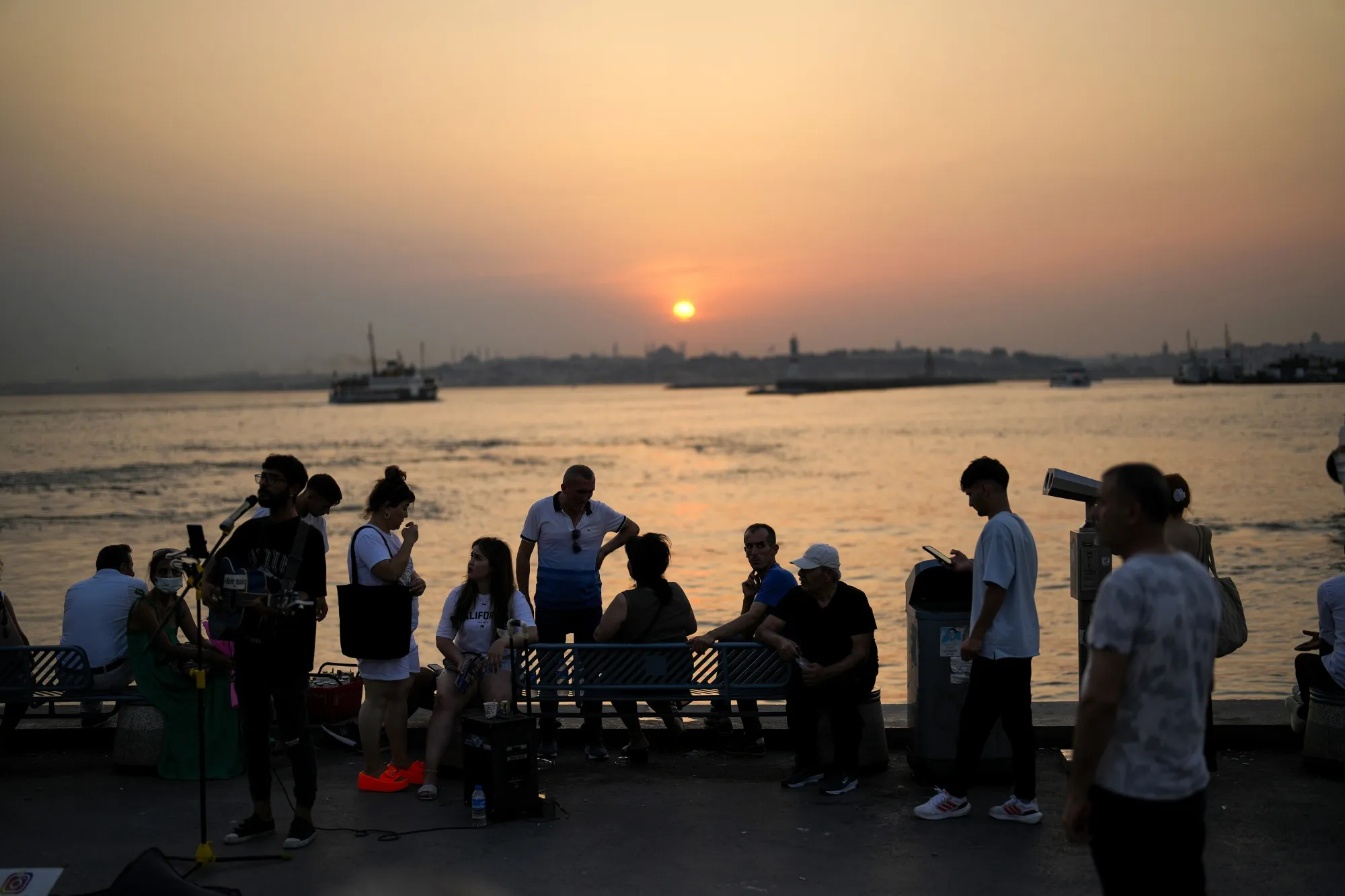 Sun sets on a hot summer day in Istanbul, Turkey.&nbsp;