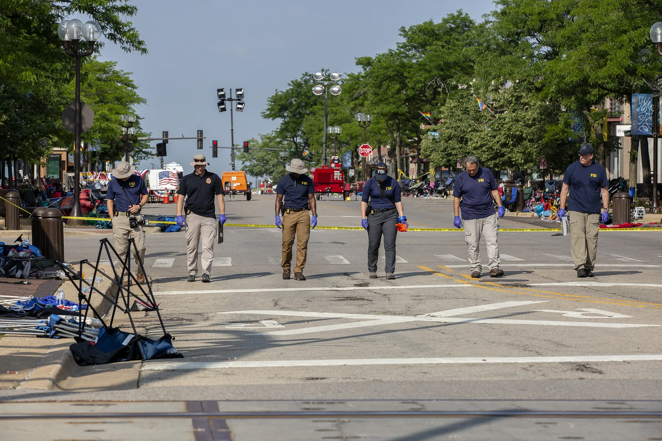 FBI agents work the scene of a shooting at a Fourth of July parade in&nbsp;Highland Park, Illinois,&nbsp;on July 5.&nbsp;