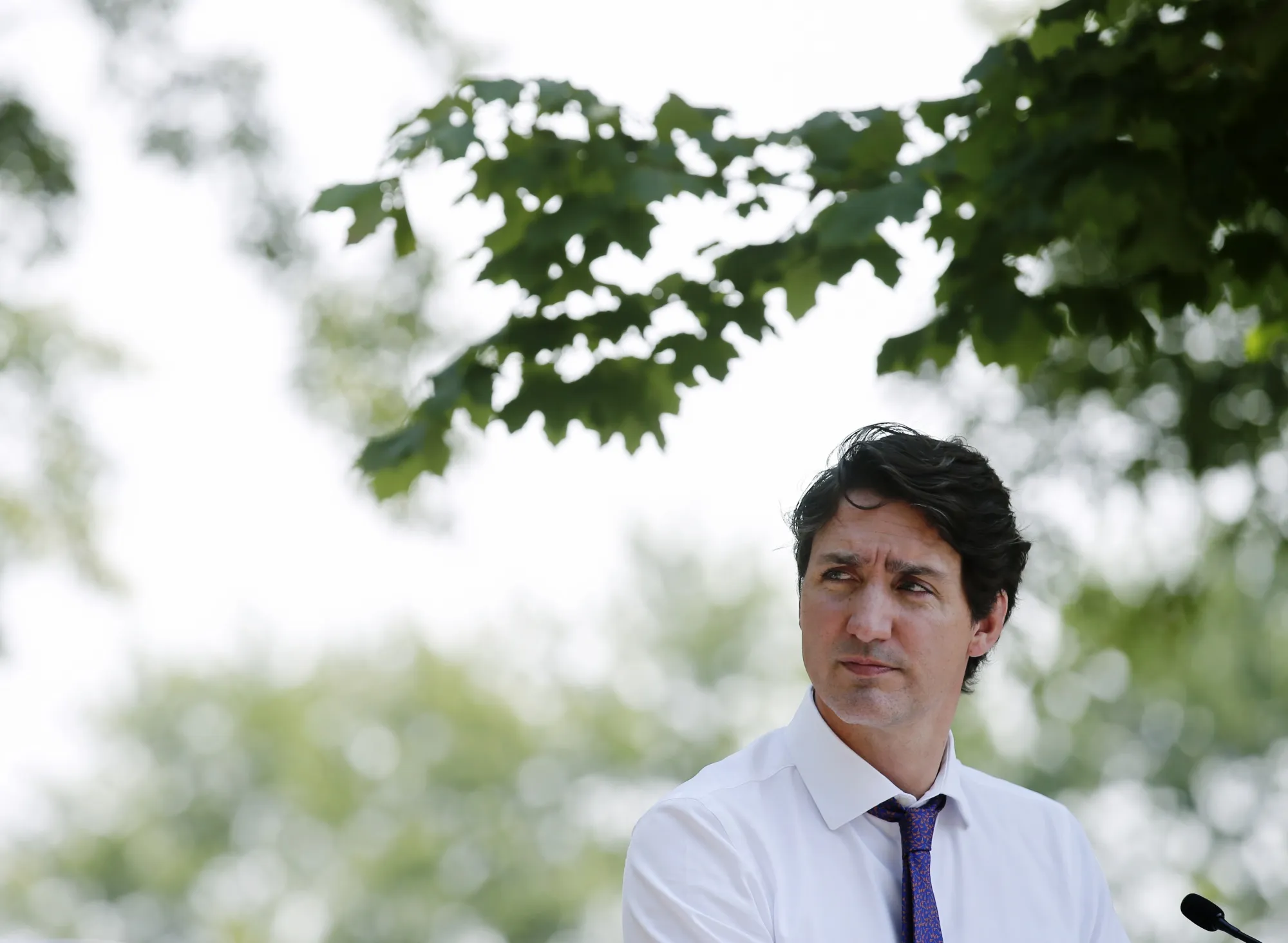 Justin Trudeau, Canada’s prime minister, listens during a news conference on child care in Montreal last week.