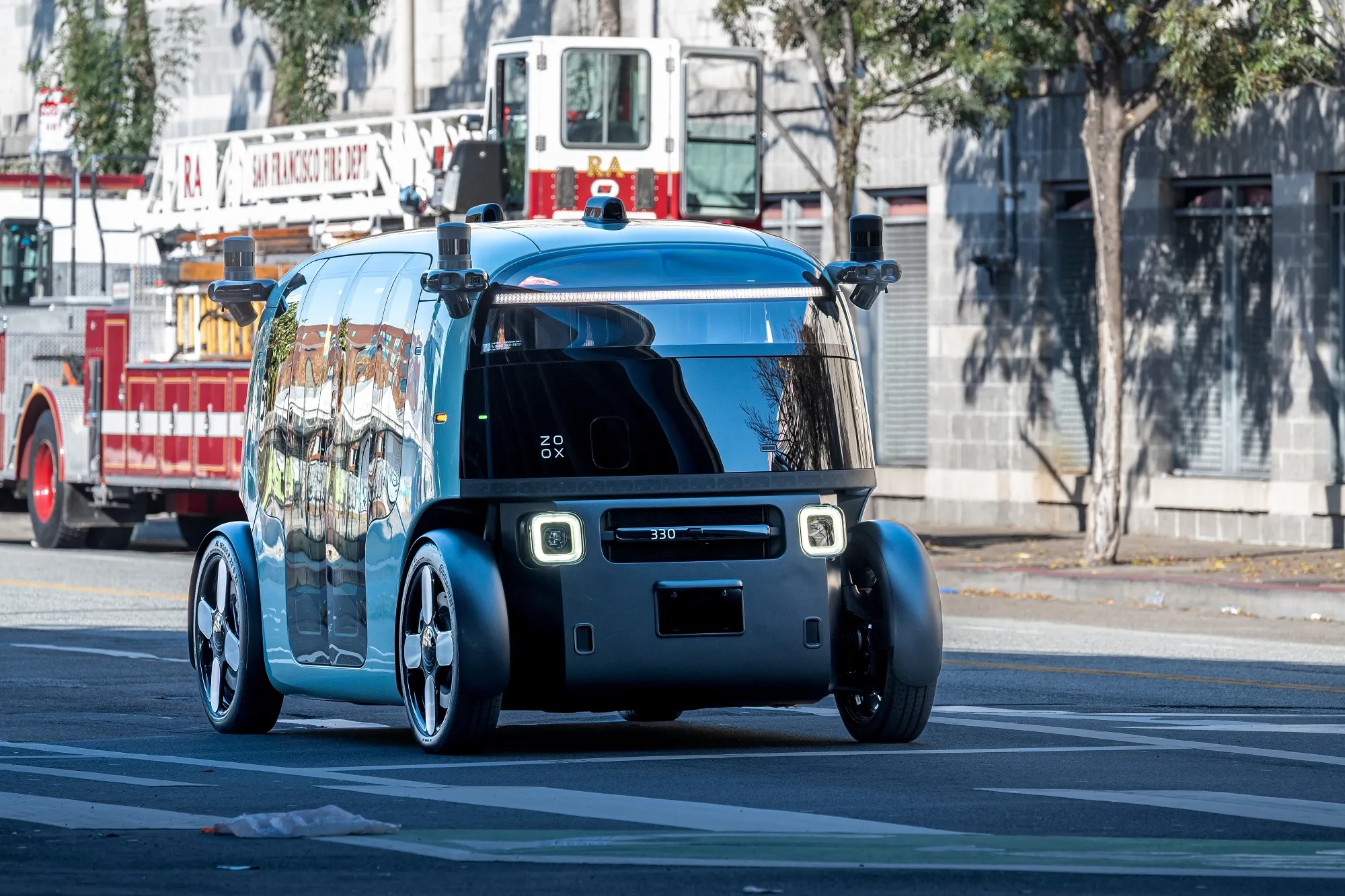 A Zoox autonomous robotaxi in San Francisco in 2024.