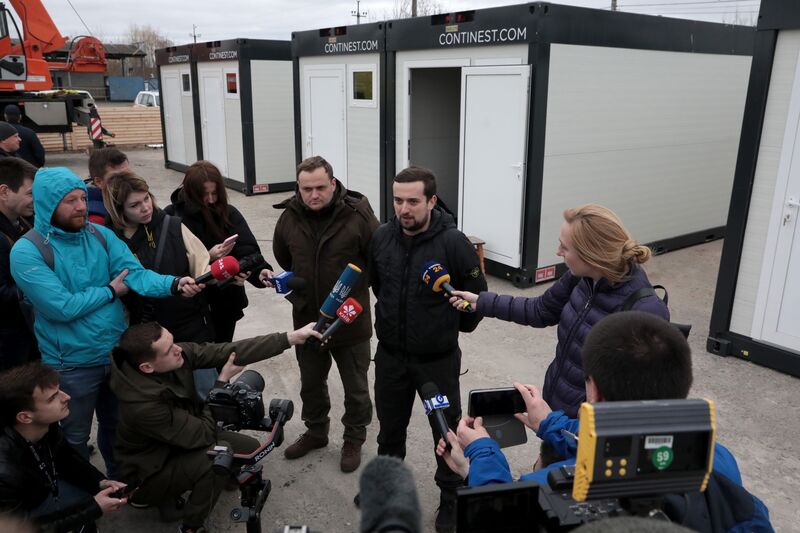 Container houses for rescuers and volunteers in Borodianka