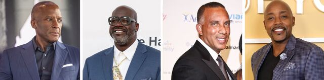 Headshots of Chris Womack, from left, Shaquille O’Neal, John Brewer and Will Packer.