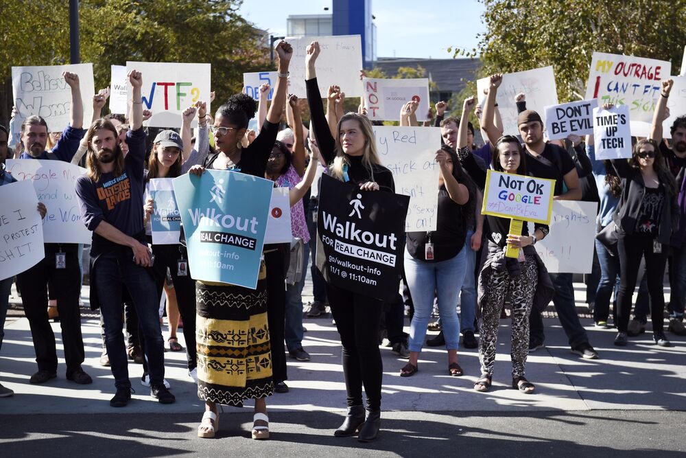Google employees during a walkout in Mountain View, California, in Nov. 2018.