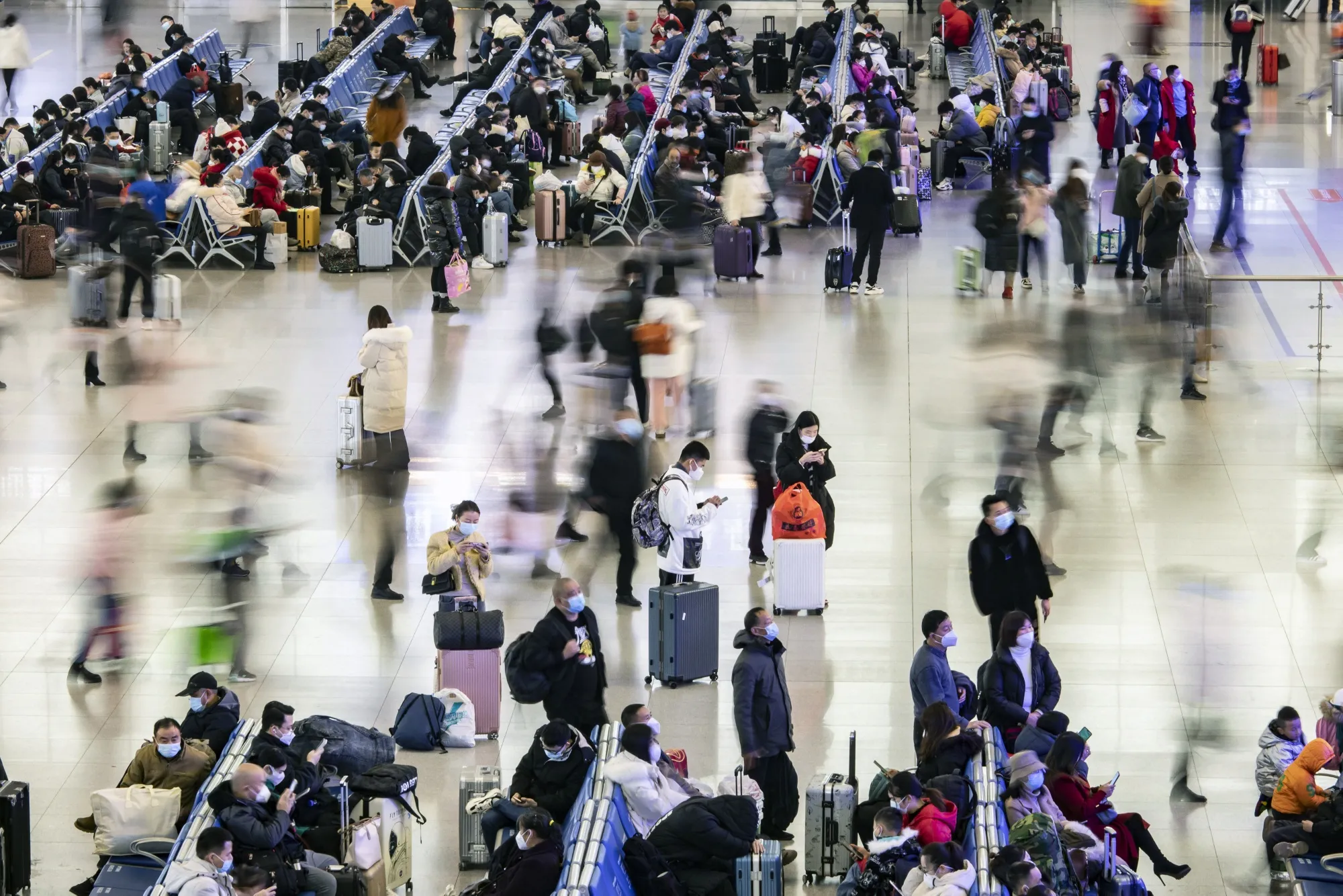 Travelers ahead of Lunar New Year holidays at Chengdu East Railway Station in Chengdu, Sichuan province, China, on Jan. 14.