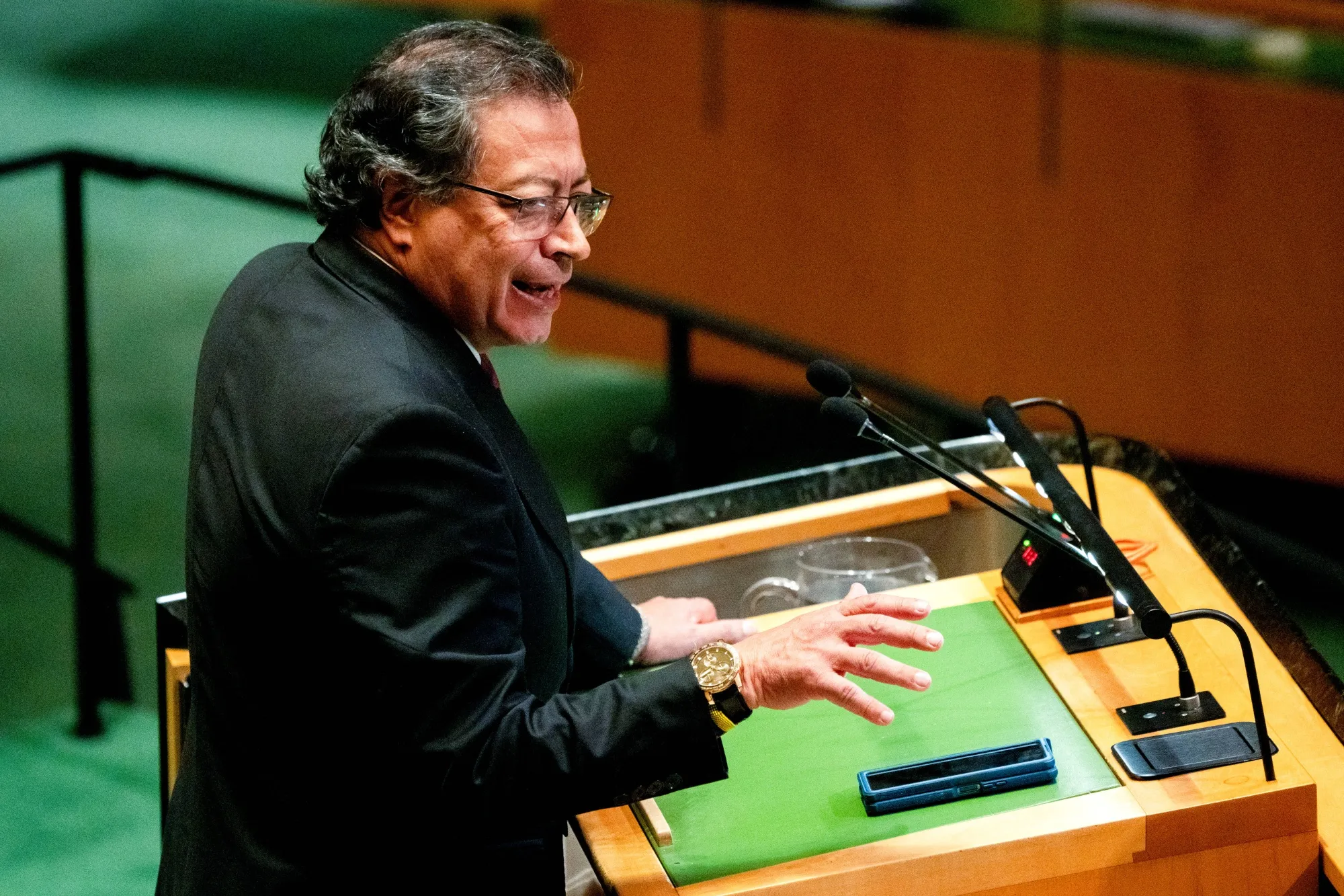 Gustavo Petro, Colombia’s president, speaks during the United Nations General Assembly in New York.