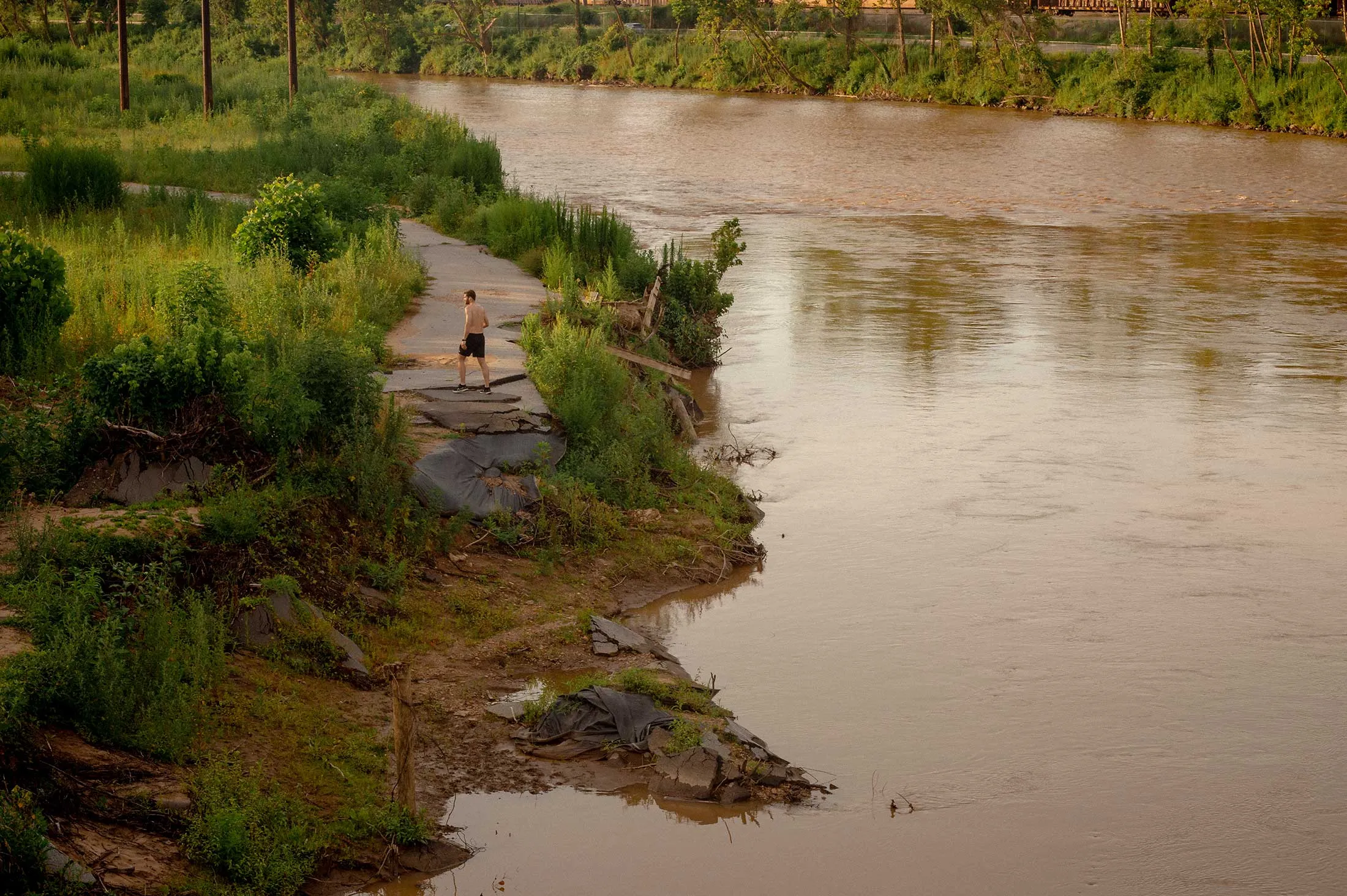 Helene caused severe erosion at Asheville’s French Broad River Park, which remains closed.