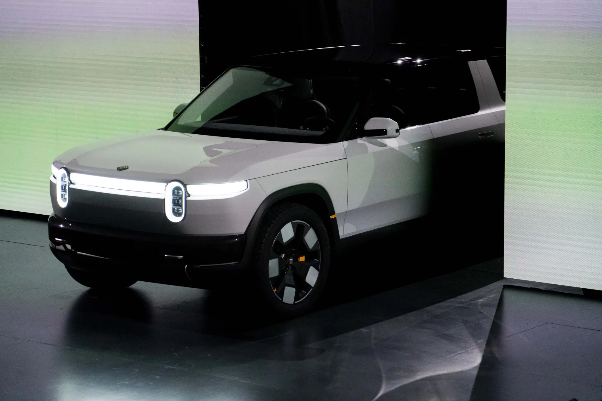 A Rivian R2 electric vehicle during an unveiling event in Laguna Beach, California, in 2024.