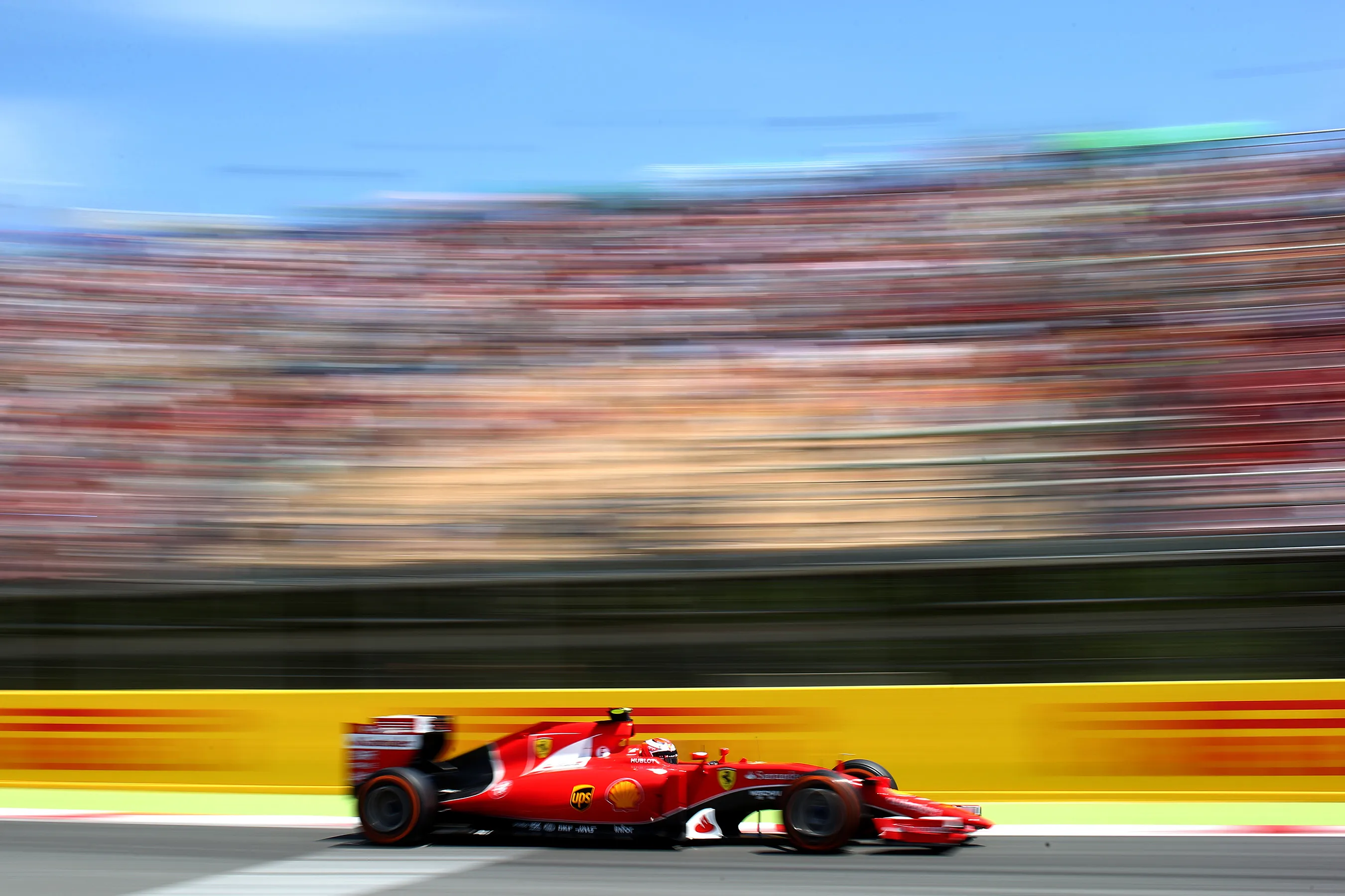 Kimi Raikkonen of Finland and Ferrari drives during the Spanish Formula One Grand Prix at Circuit de Catalunya, in Montmelo, on May 10. Photographer: Mark Thompson/Getty Images
