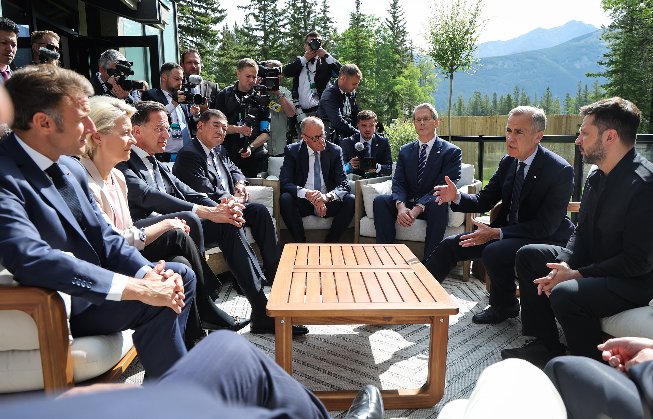 World leaders meet during the G7&nbsp;Summit&nbsp;in Kananaskis, Alberta, on June 17.