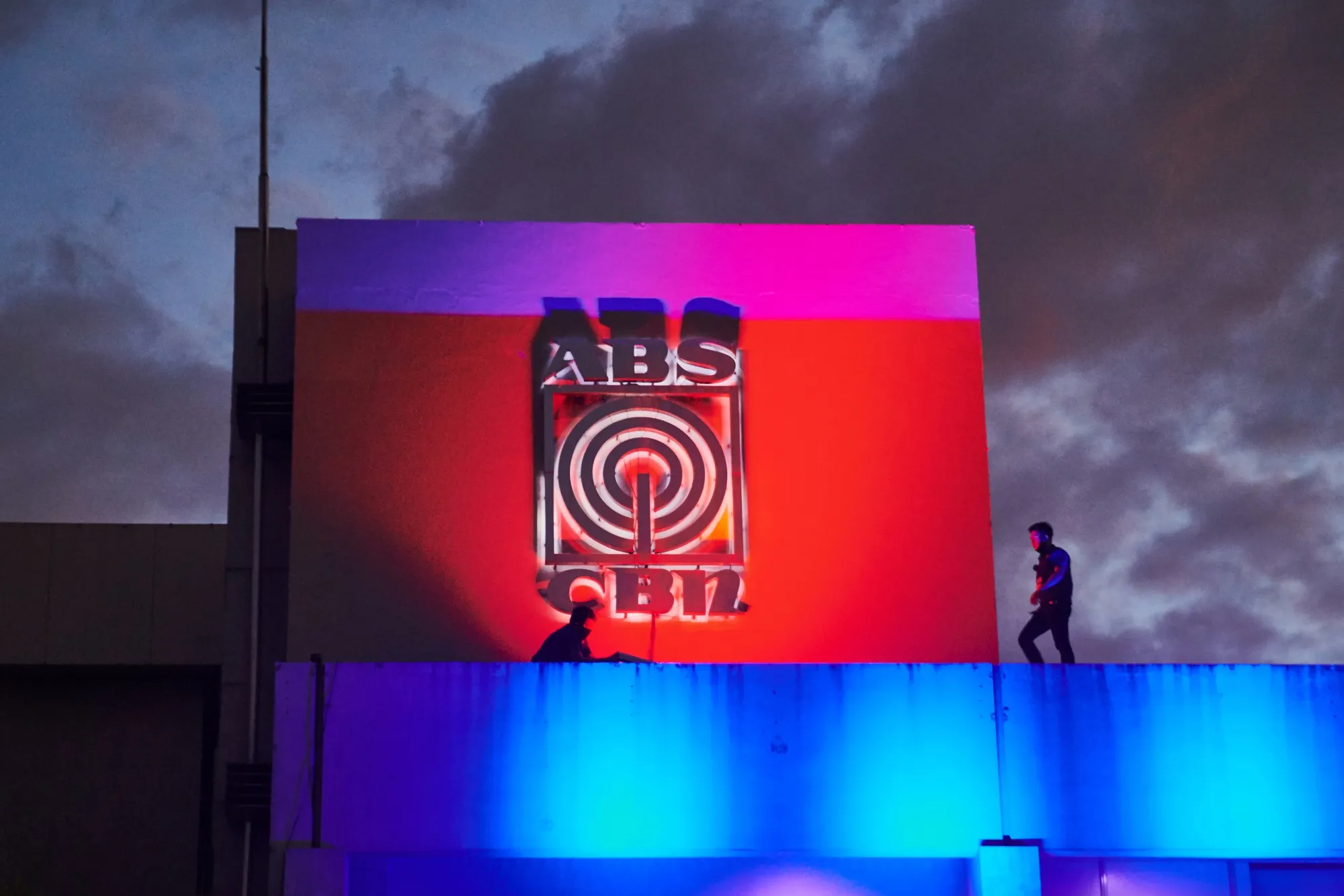 Workers at the ABS-CBN main office in Manila on May 5.
