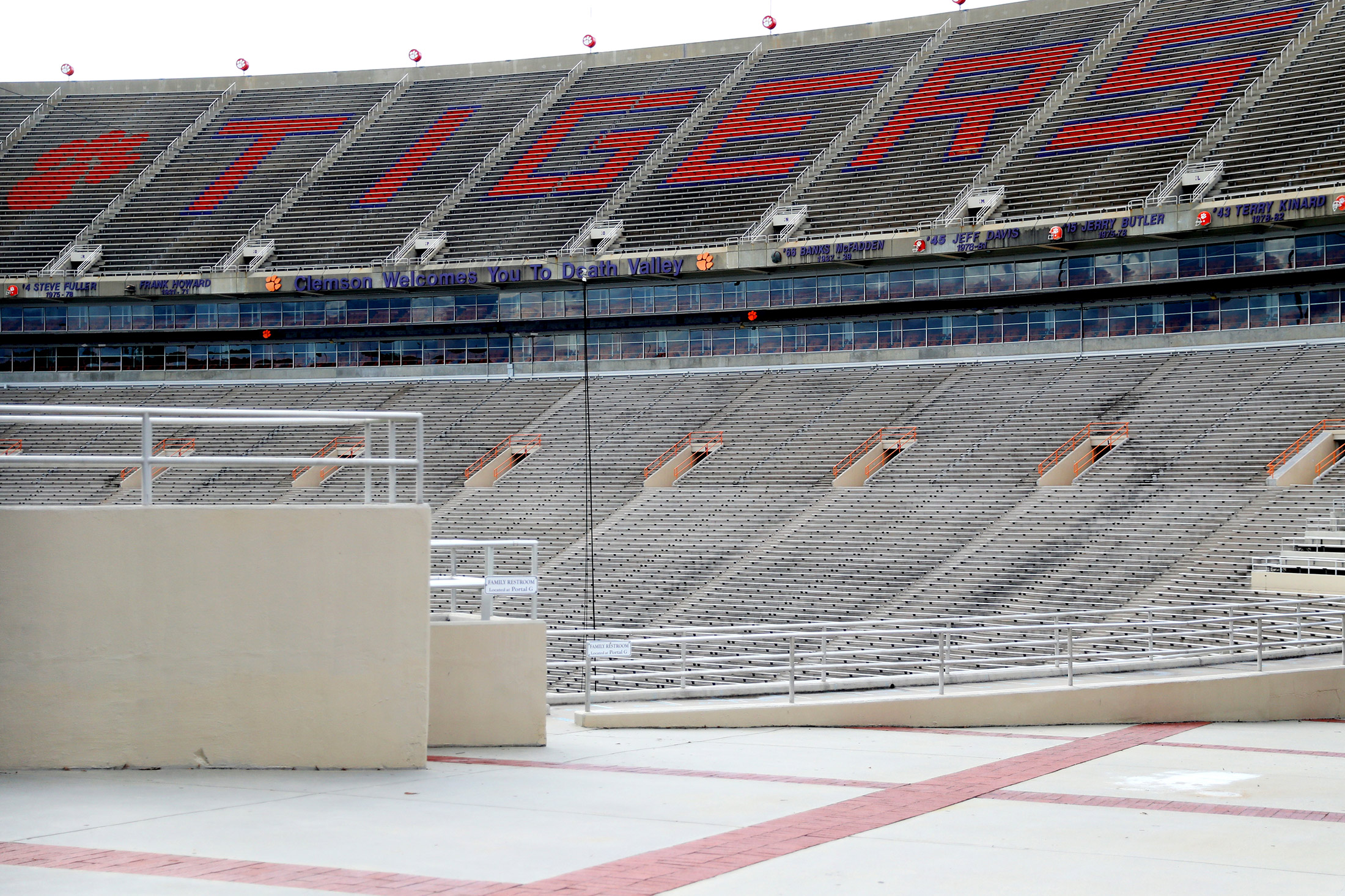 Empty stands at Clemson Memorial Stadium in South Carolina.