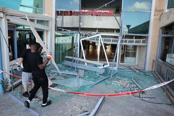 A damaged restaurant following an Iranian missile attack, in Tel Aviv, on Oct. 2.