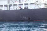 Blast damage on the starboard side of motor vessel M/T Kokuka Courageous on June 13.