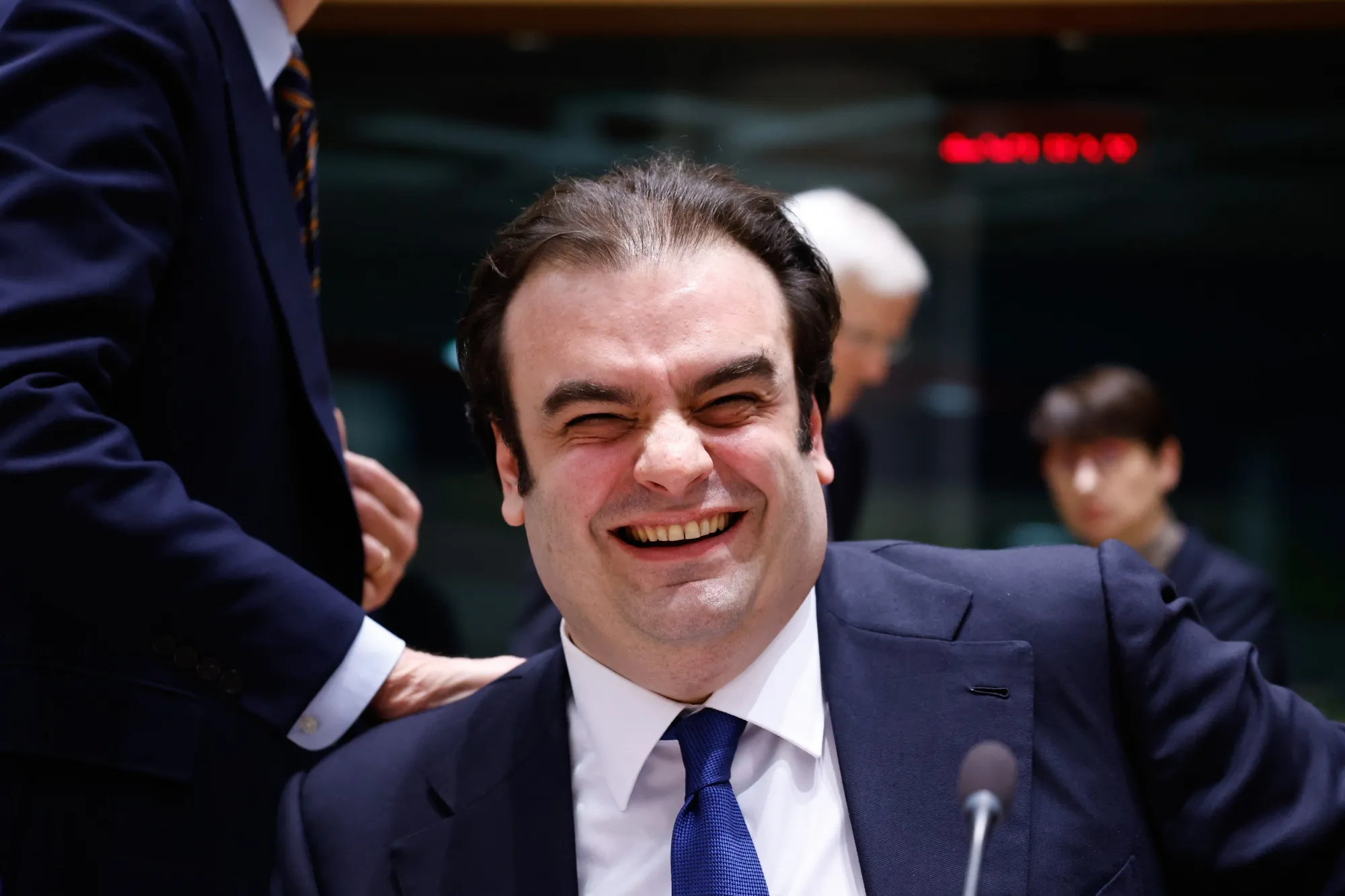 Kyriakos Pierrakakis at a Eurogroup meeting in Brussels, on Dec. 11.