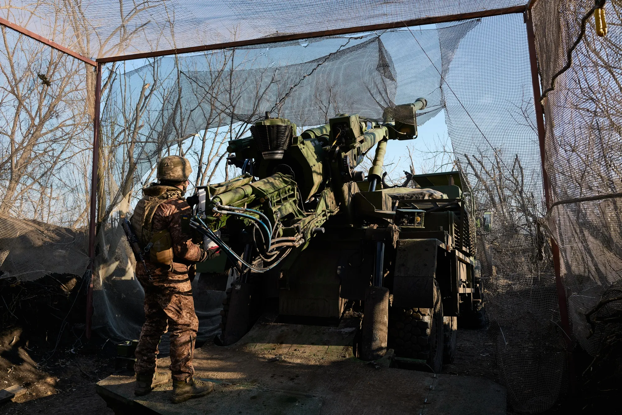 A howitzer on the frontline near Pokrovsk, Ukraine, on Feb. 9.