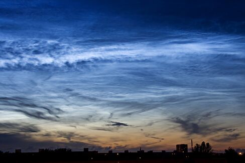 Noctilucent clouds.