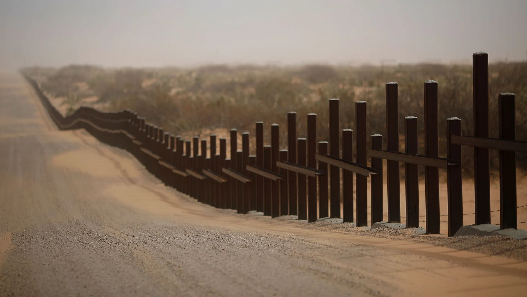 A border fence that separates the U.S. and Mexico stands in Santa Teresa, New Mexico, on Feb. 17, 2017.
