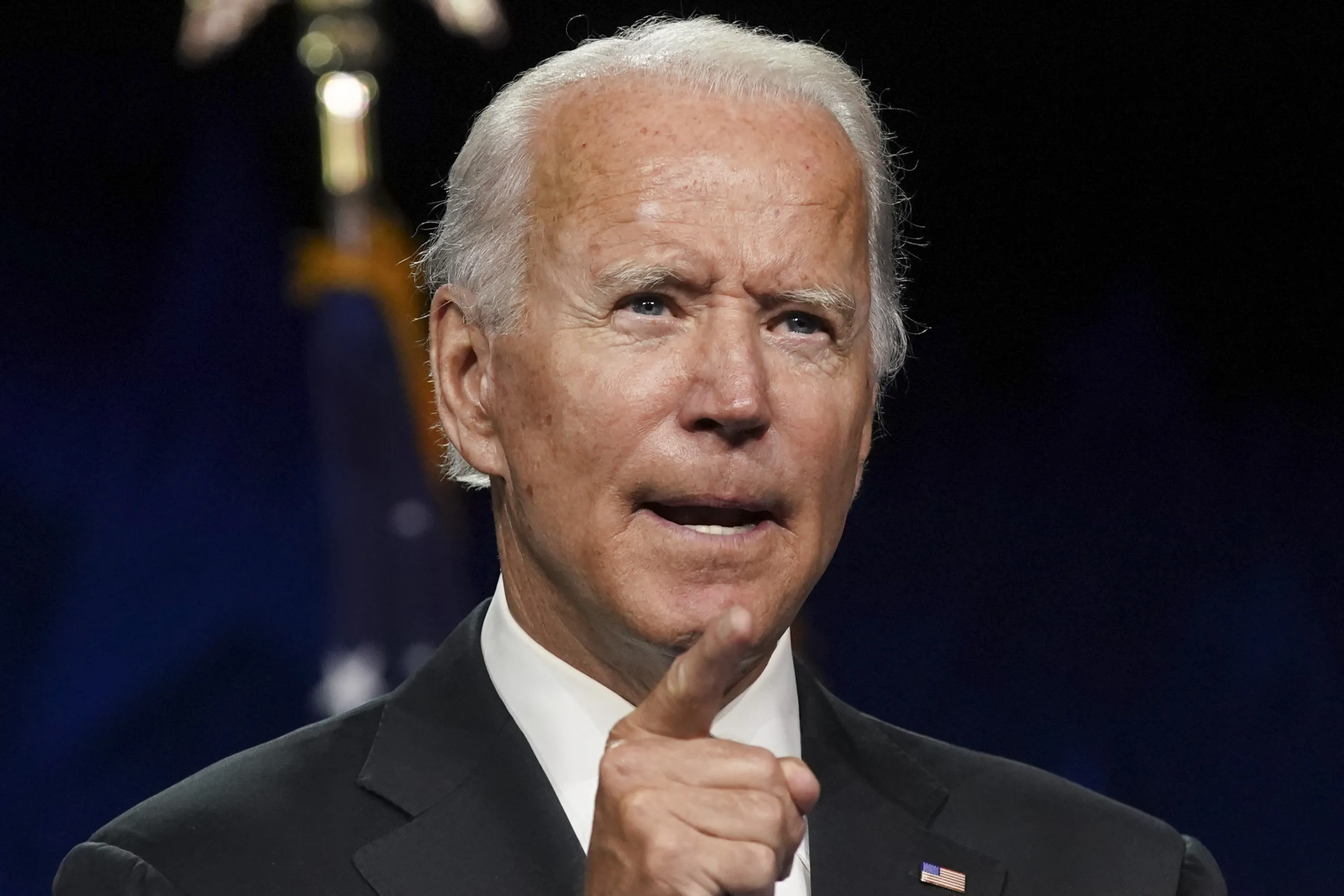 Former Vice President Joe Biden, Democratic presidential nominee, speaks during the Democratic National Convention&nbsp;in Wilmington, Delaware on Aug. 20, 2020.&nbsp;