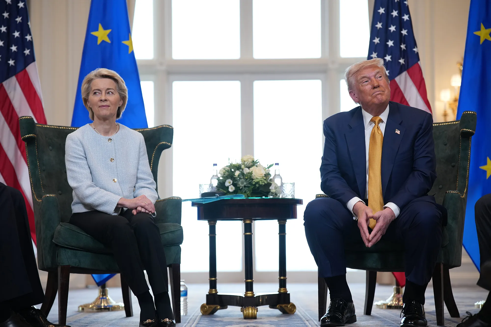 President of the European Commission Ursula von der Leyen meets with U.S. President Donald Trump&nbsp;in Turnberry, Scotland on July 27.&nbsp;