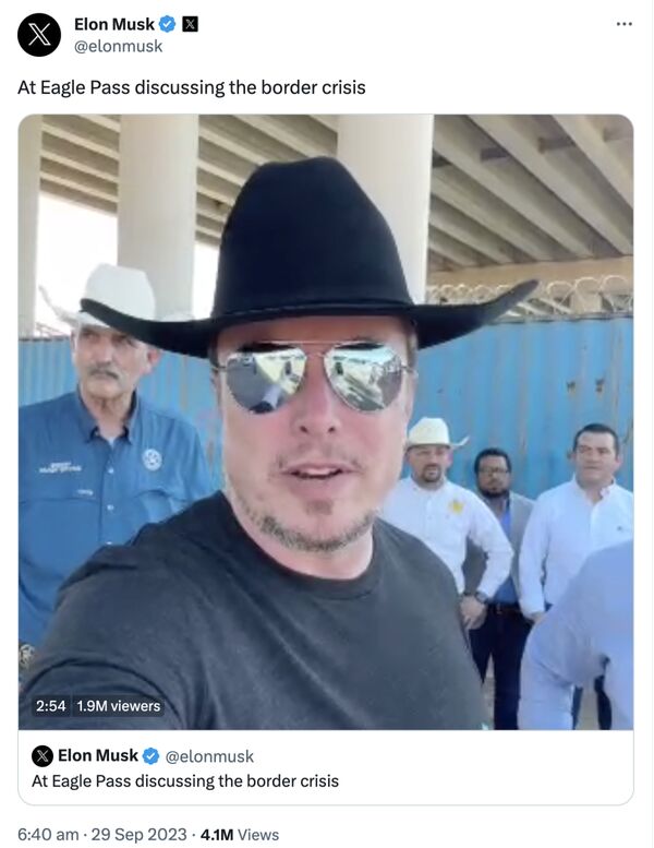 relates to マスク氏、米テキサス州とメキシコとの国境を訪問－移民問題に言及