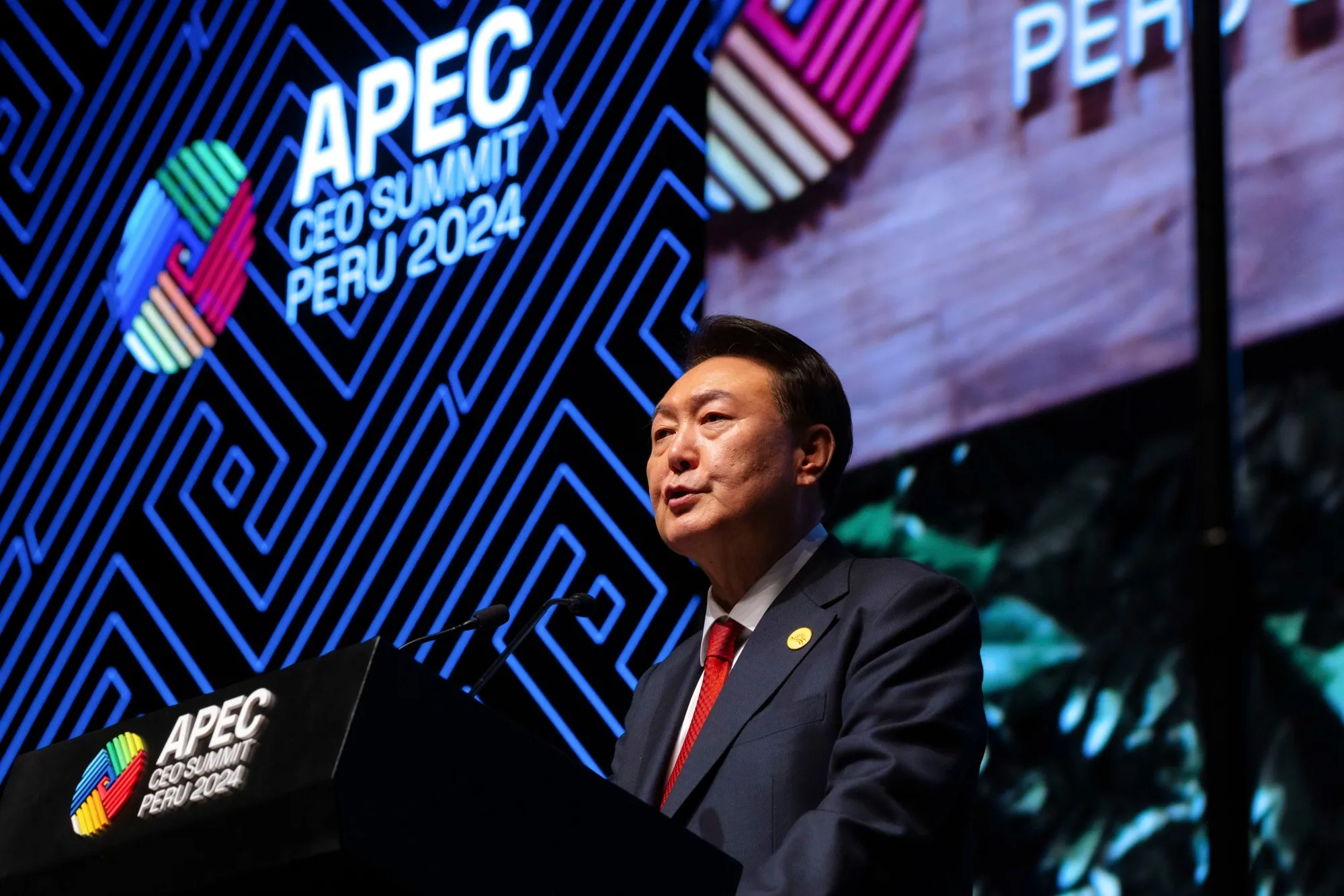 Yoon Suk Yeol during the Asia-Pacific Economic Cooperation (APEC) CEO Summit in Lima, Peru, on Nov. 15.