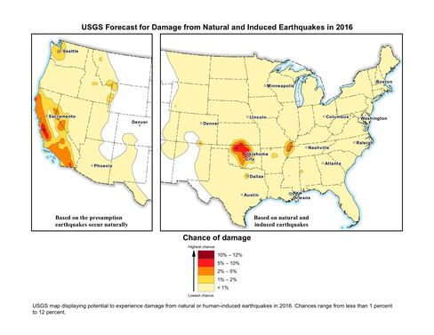 Researchers refer to "an increased earthquake rate that can be attributed to human activities, such as fluid injection or extraction."