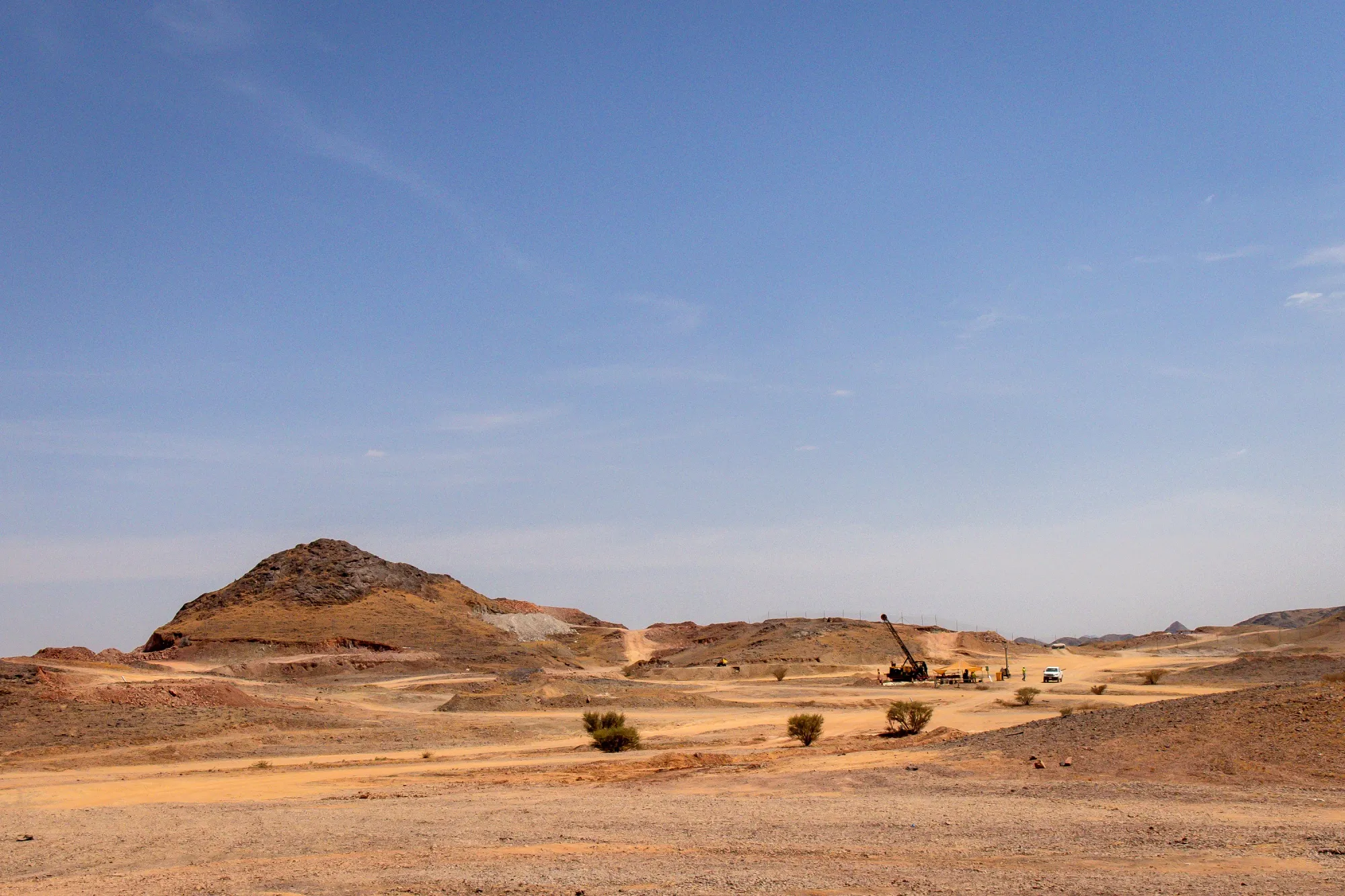The drill site at the new zinc and copper open-pit mine about 200 kilometers (125 miles) west of Riyadh.
