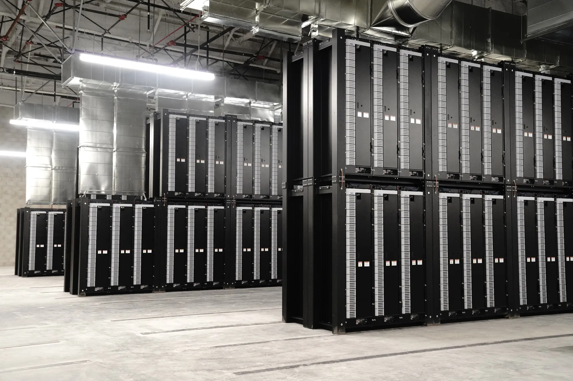 Lithium-ion batteries inside an energy storage facility in Otay Mesa, California.