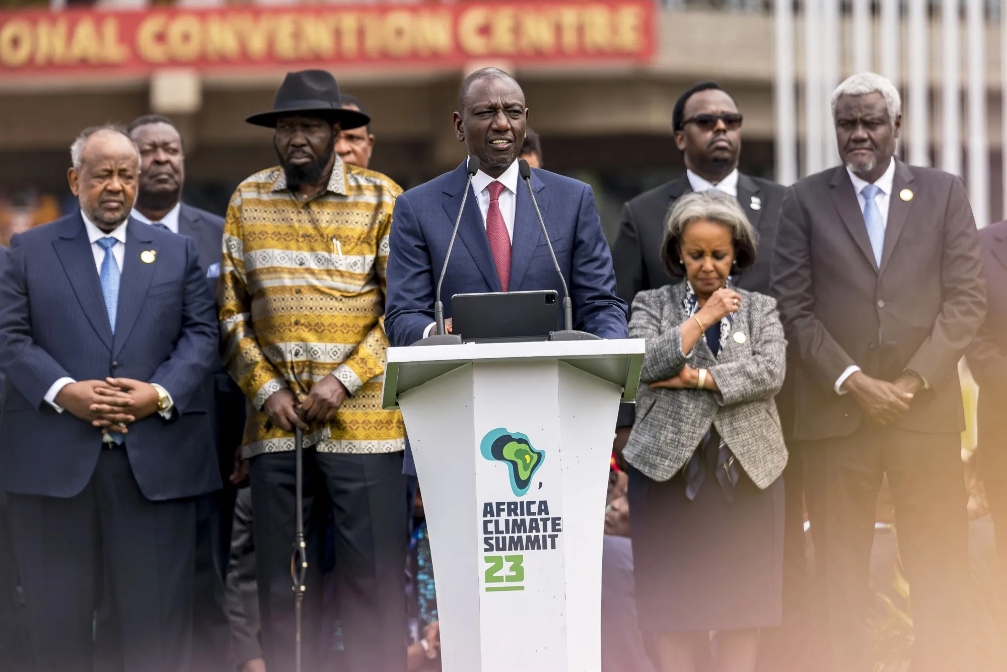 William Ruto in front of African leaders during the Africa Climate Summit on Sept. 6.