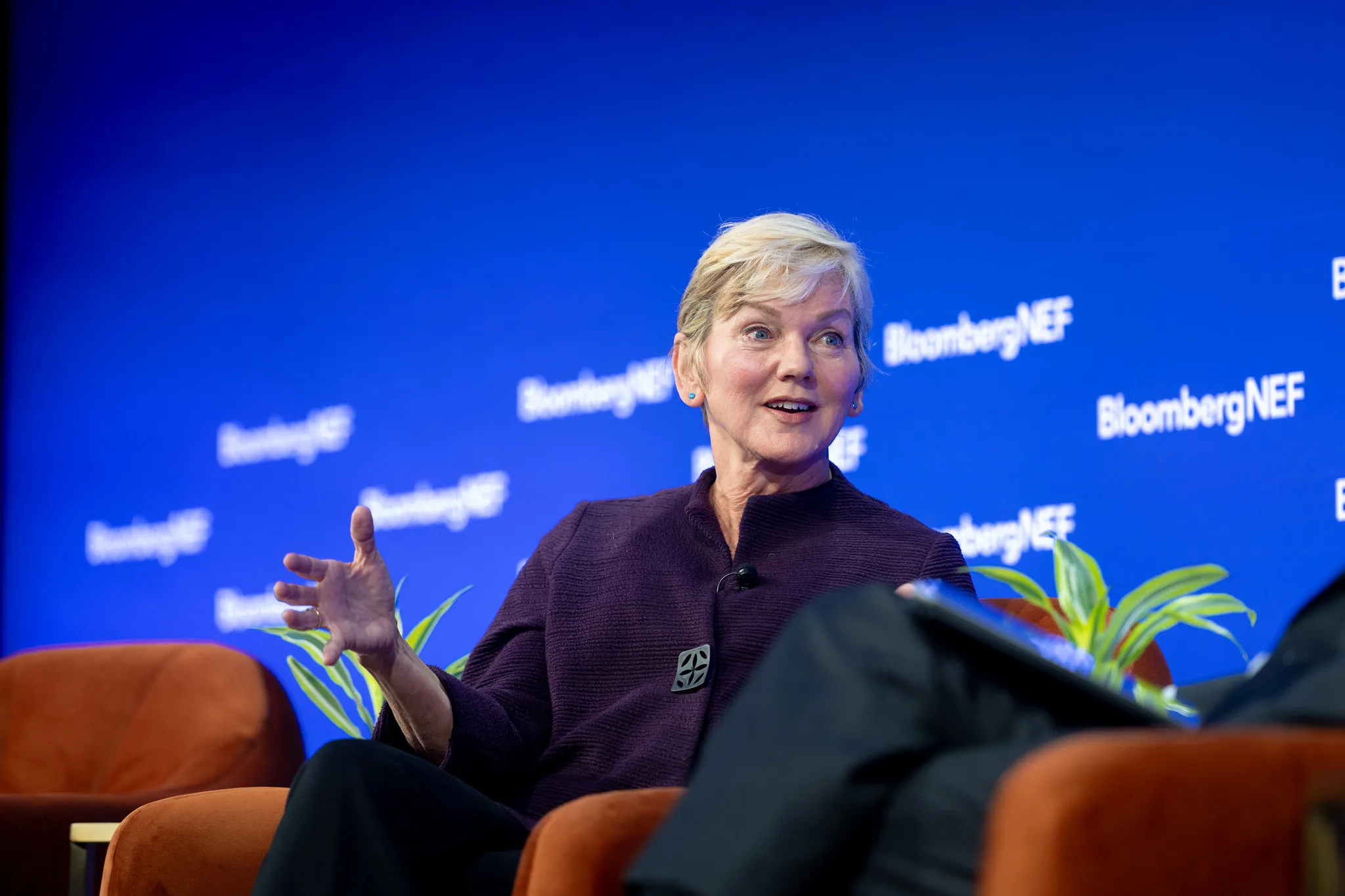 Former Energy Secretary Jennifer Granholm speaking at the BloombergNEF Summit in San Francisco.