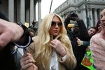 Pop star Kesha leaves state court in New York on Feb. 19.
