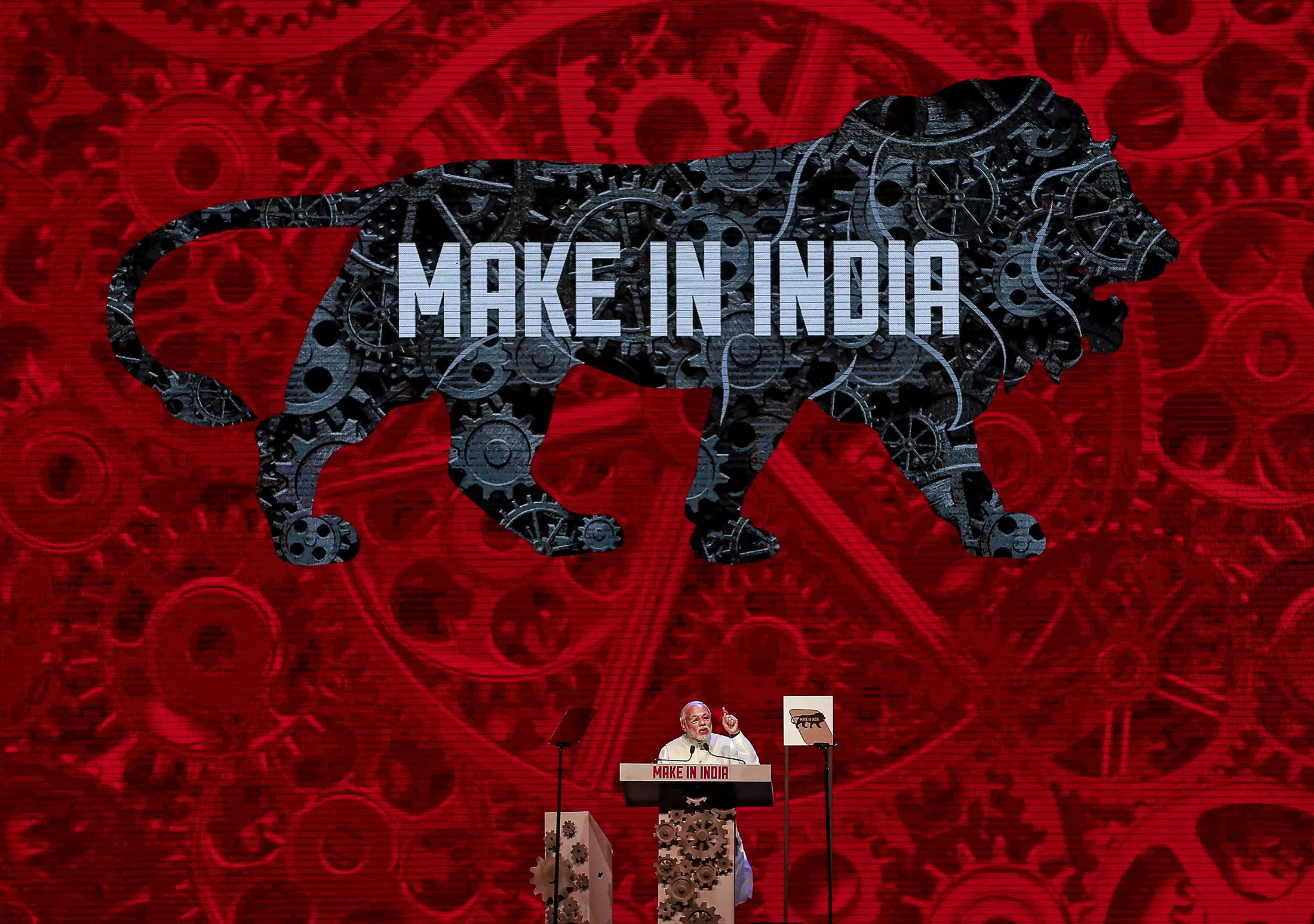 Prime Minister Narendra Modi speaks during a ceremony for “Make in India” week in Mumbai in 2016.