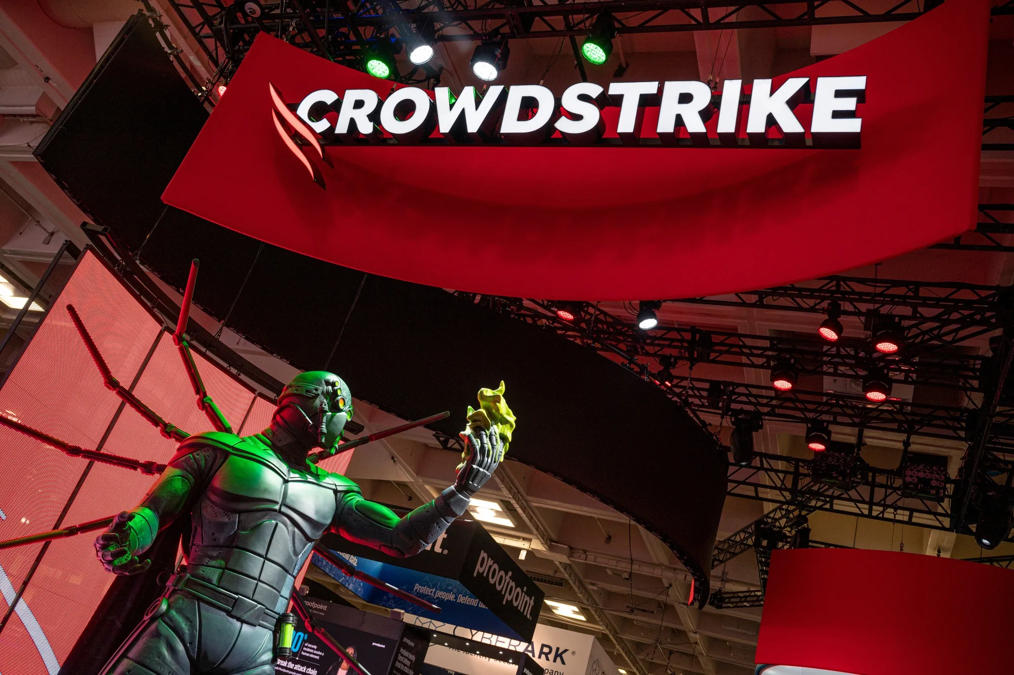 The Crowdstrike booth during the 2023 RSA Conference in San Francisco.