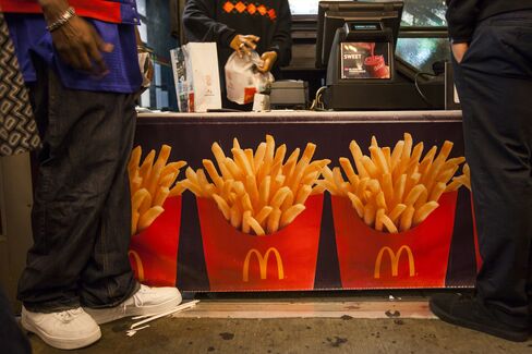 Customers Order at a McDonald's Corp. Restaurant in New York