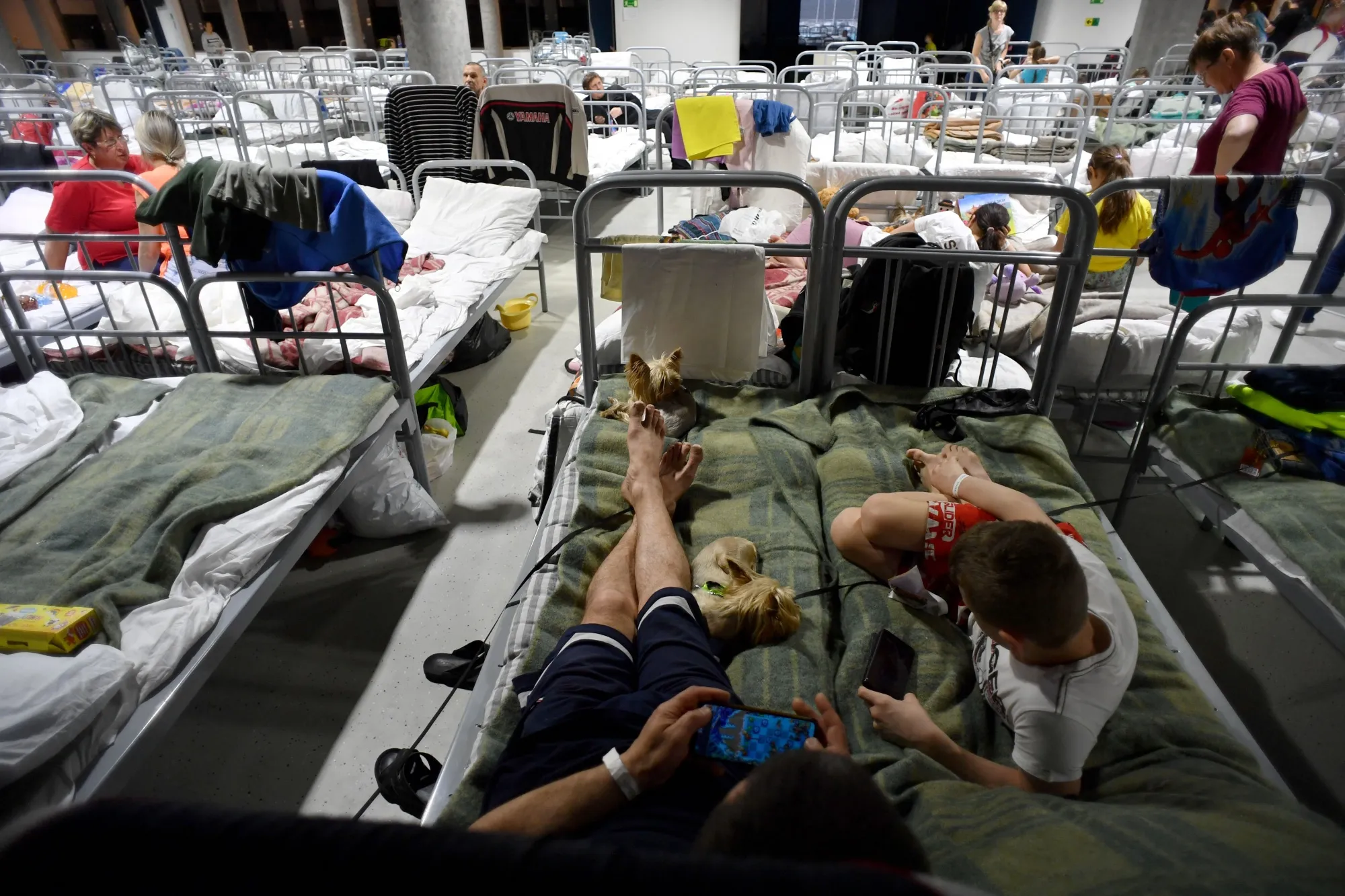Residents evacuated from nearby areas at a temporary shelter in Belgorod, Russia, on June 2.
