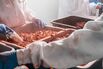 Packing dehydrated strawberries at the Wise plant in Salt Lake City.